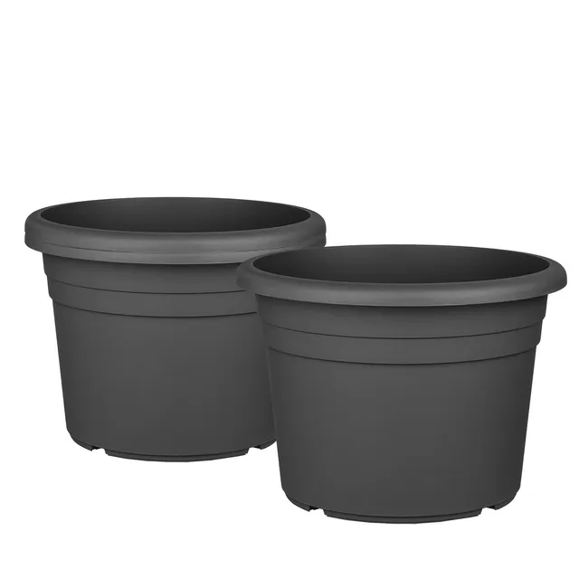 BigDean Garten Blumentopf 35 cm Anthrazit 3er Set Kunststoff