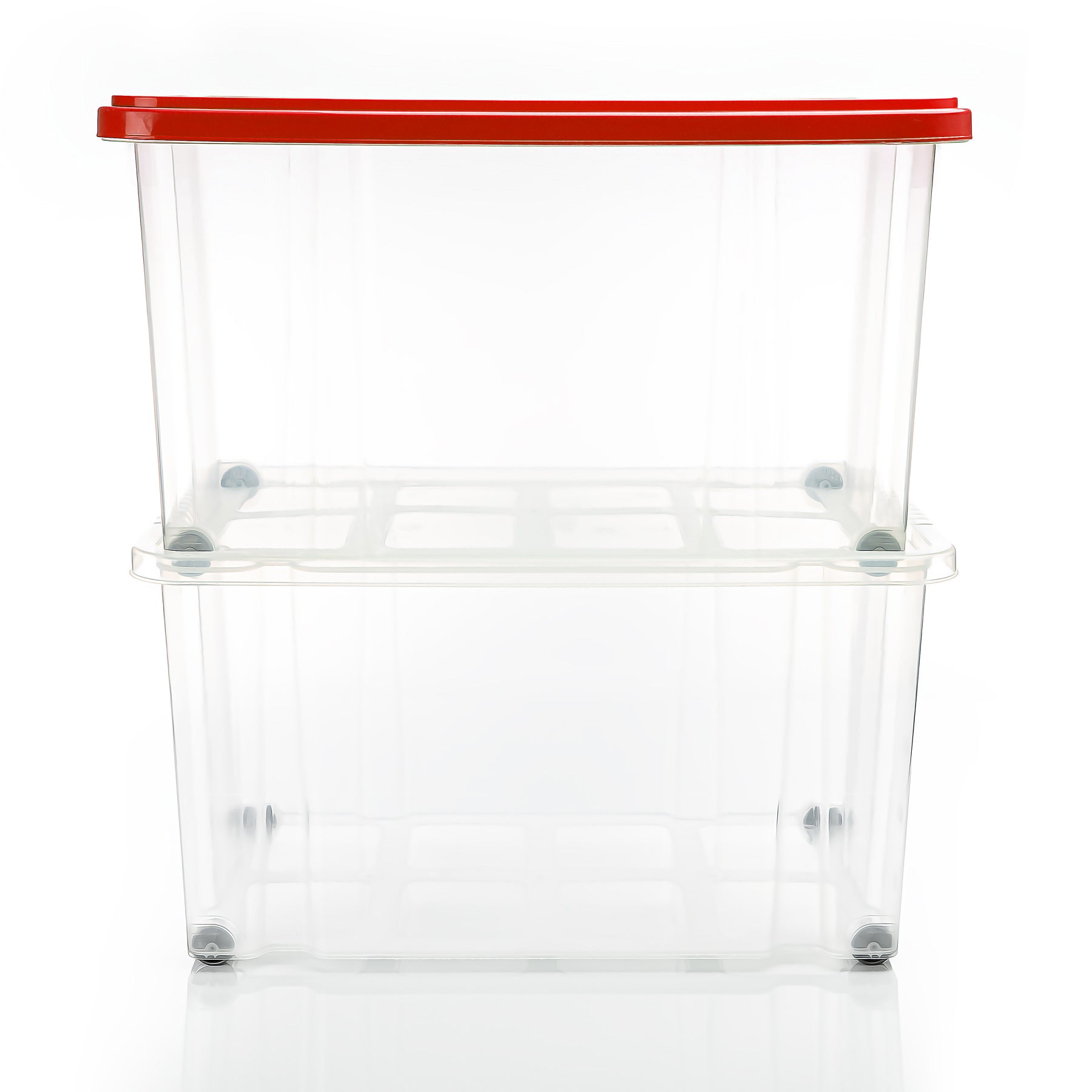 BigDean Aufbewahrungsbox 60L 4er Set Box mit Deckel Rot