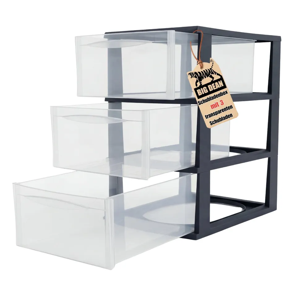 BigDean Schubladenbox A4 transparent Organizer extra hoch