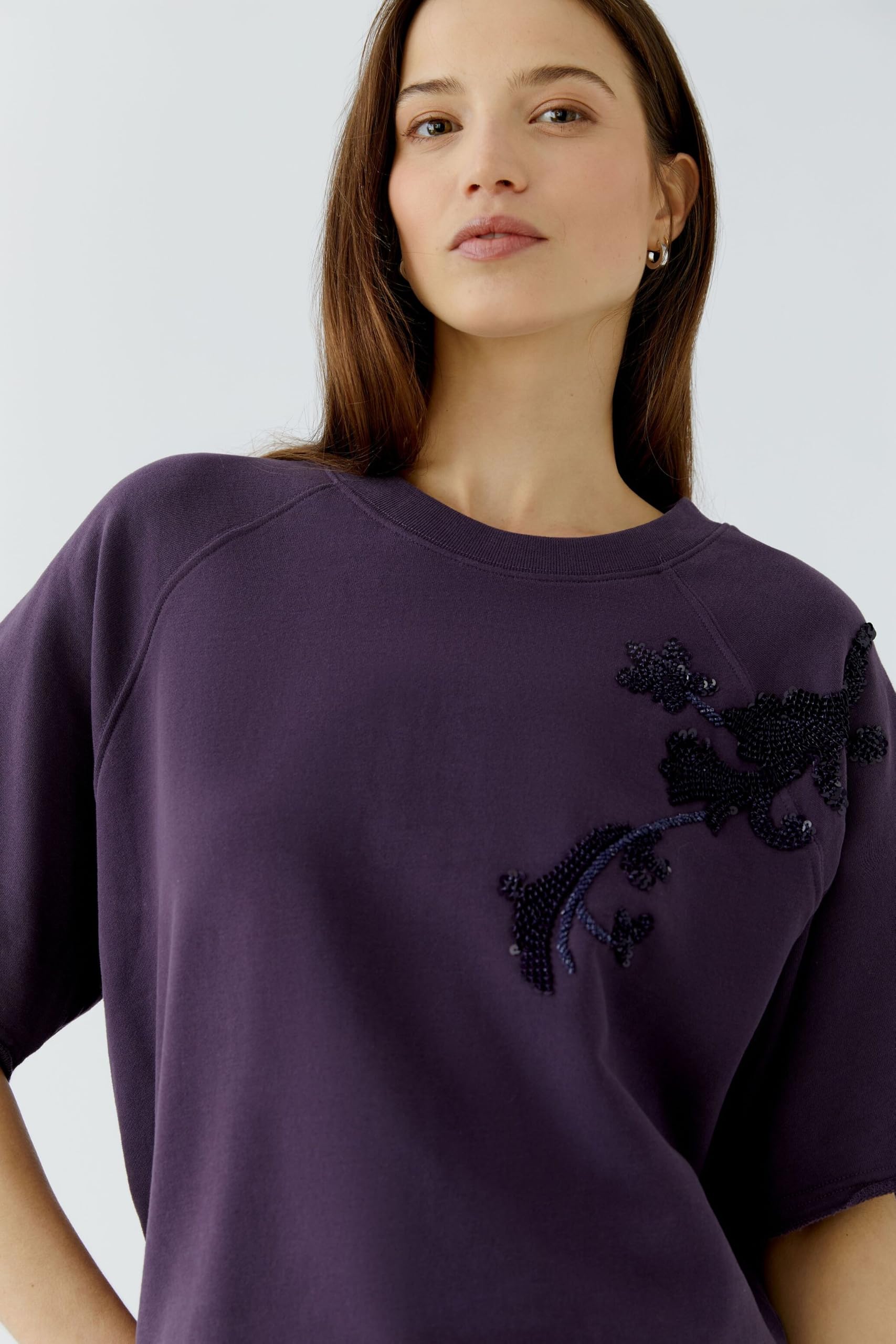 Oui Pullover & Cardigans Sweatshirt Pailletten bestickt
