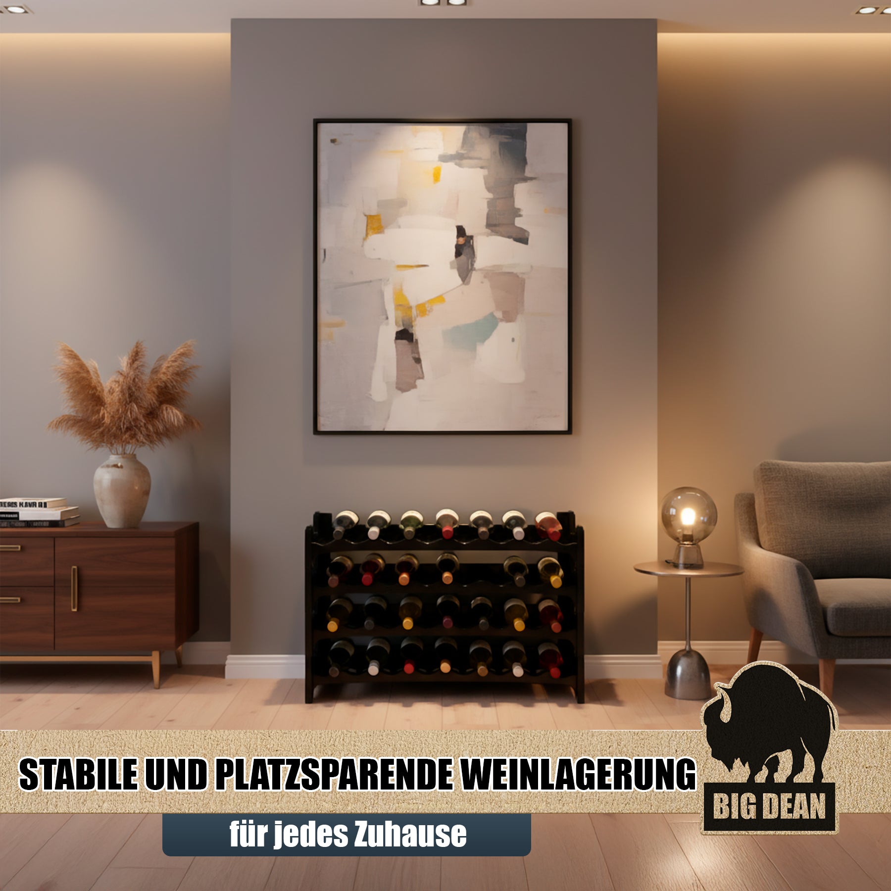 BigDean Flaschenregal 24 Flaschen Kunststoff schwarz stapelbar