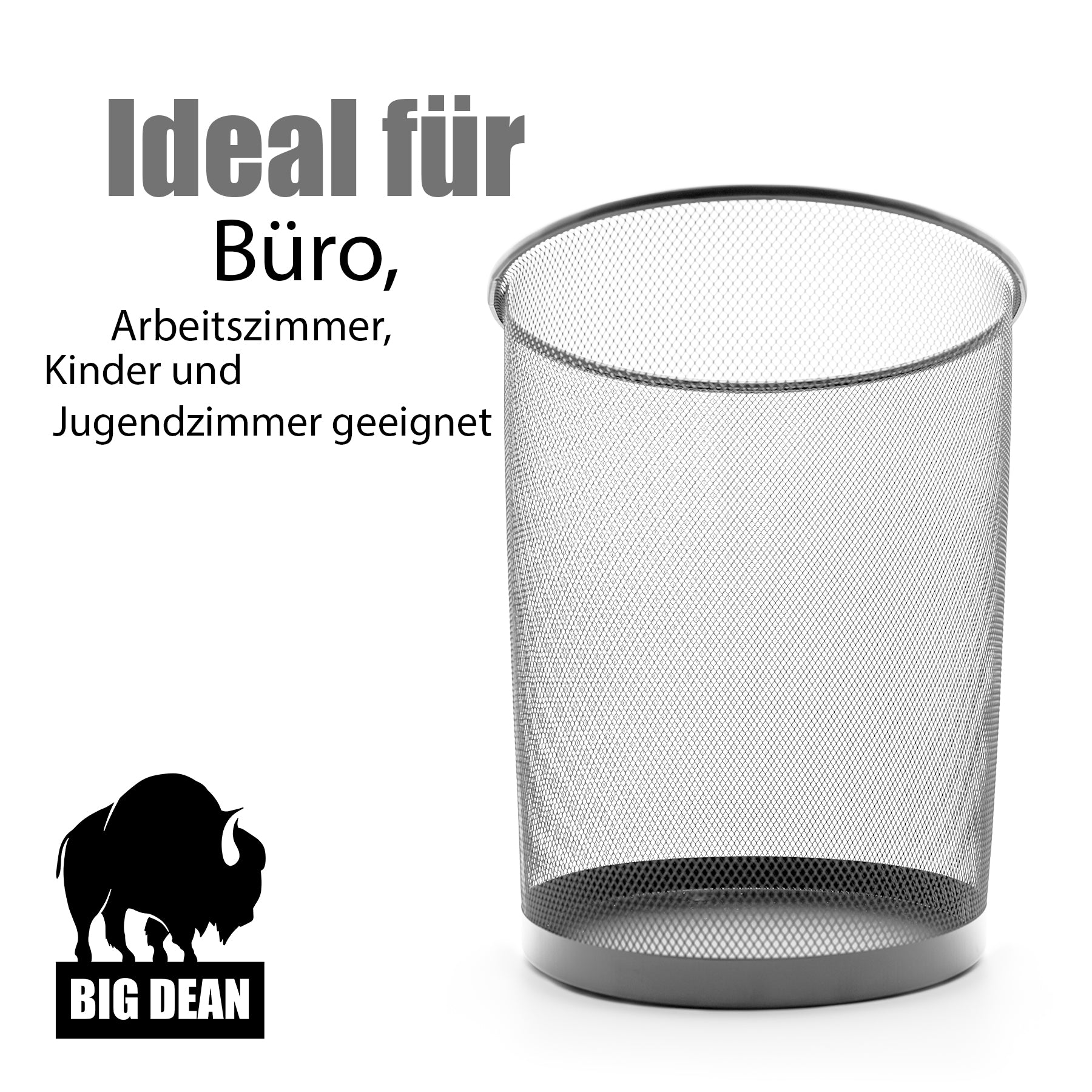 BigDean Haushalt Papierkorb 20L Silber Draht 4er