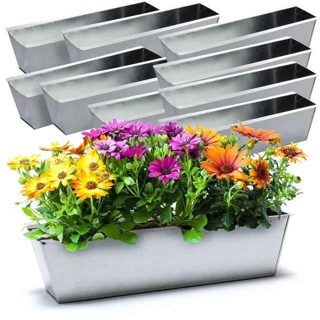 BigDean 10x Pflanzkasten Zink 38 cm Silber Paletten Einsatz