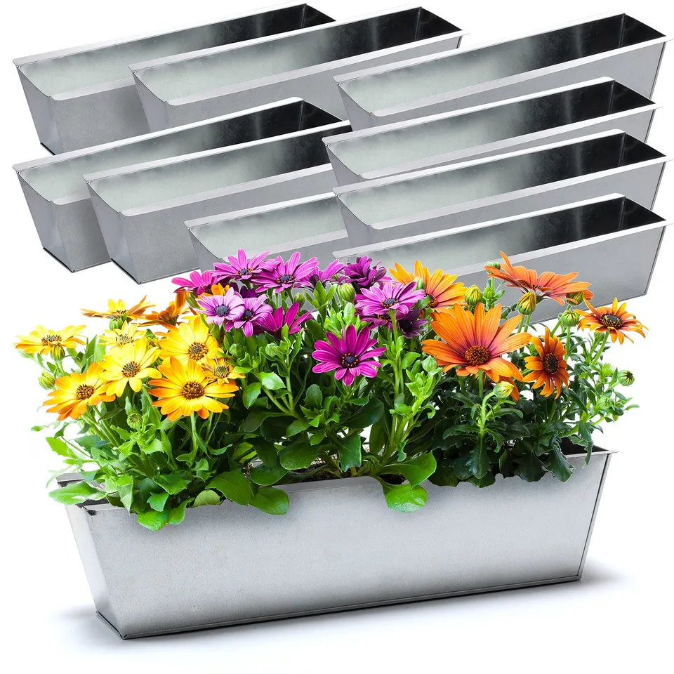 BigDean 10x Pflanzkasten Zink 38 cm Silber Paletten Einsatz