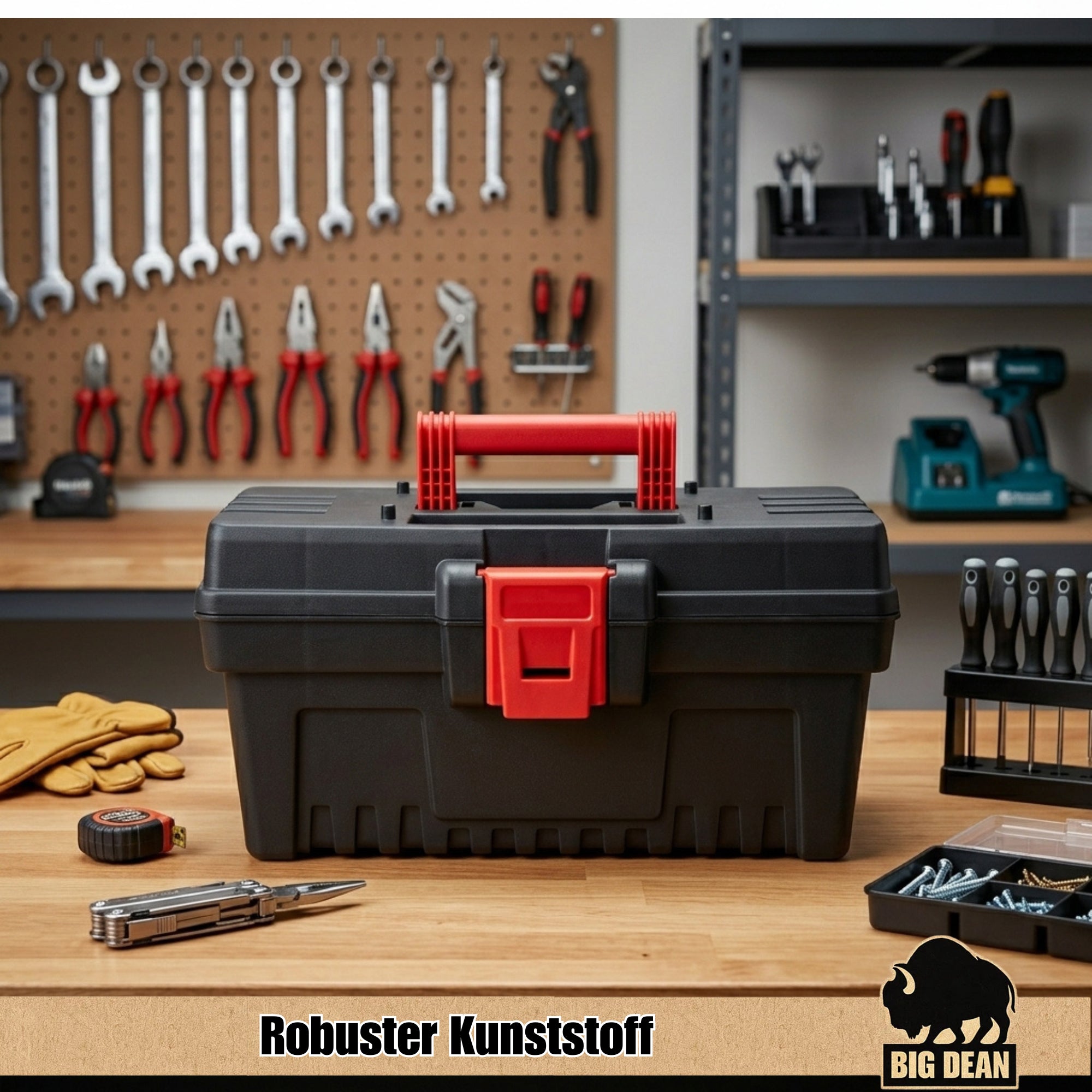 BigDean Werkzeugkoffer Leer 32 cm mit Ablage robust