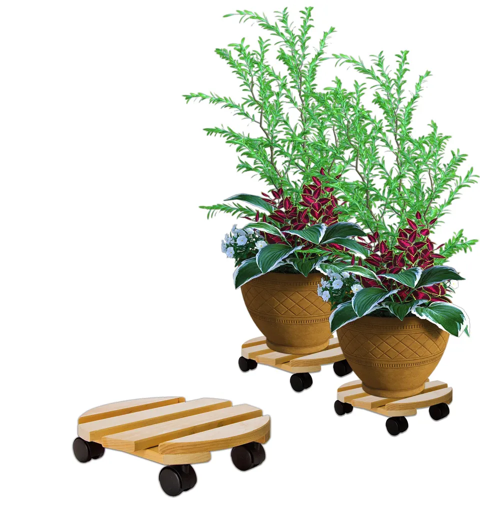 BigDean Garten Pflanzenroller Buchenholz 30 cm bis 120 kg