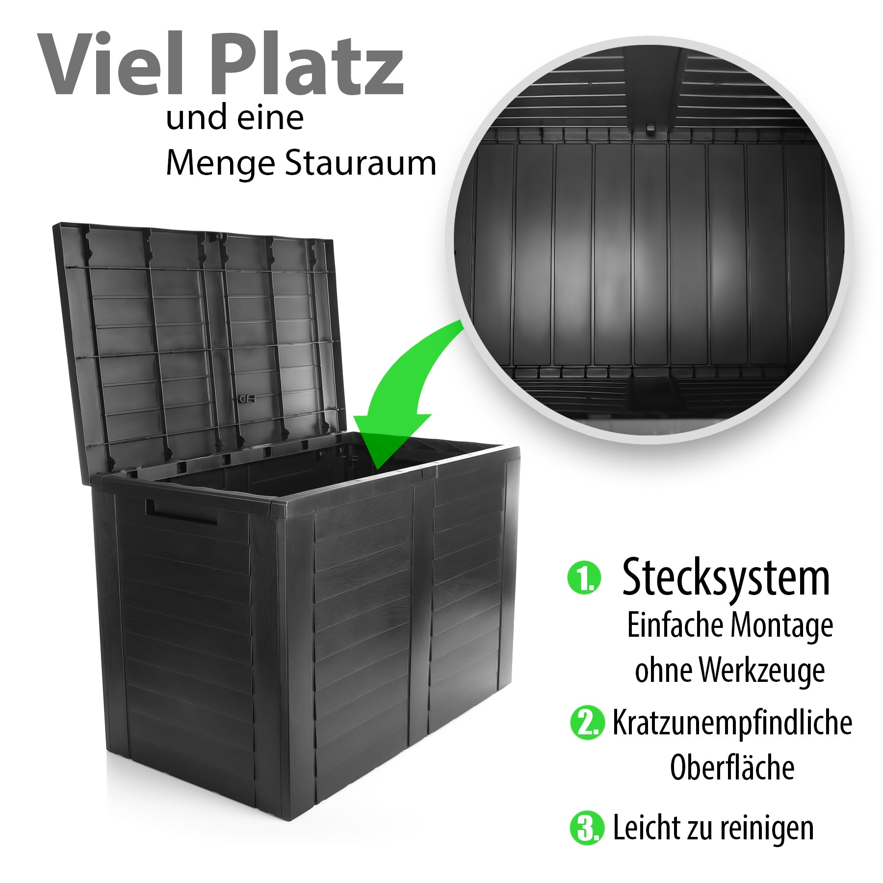 BigDean Aufbewahrungsbox Garten 170L Anthrazit wasserdicht