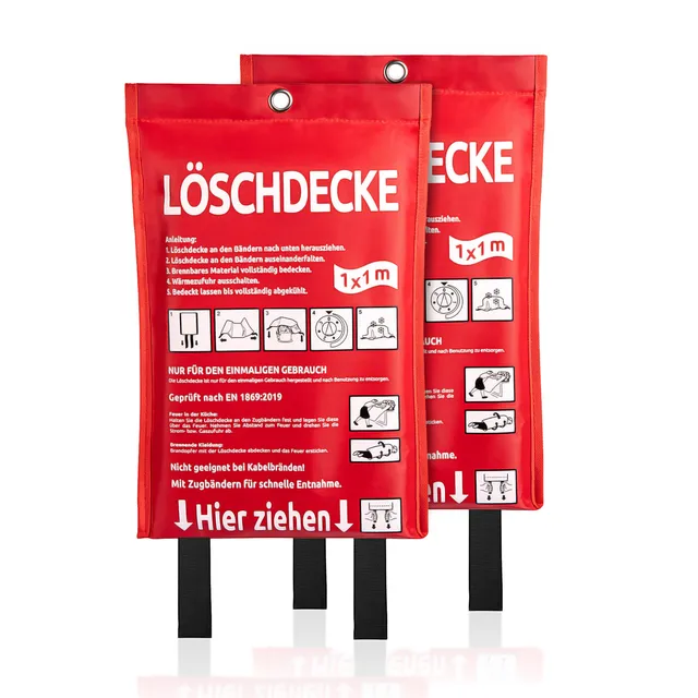 BigDean Löschdecke Küche 100x100 cm 2 Stück