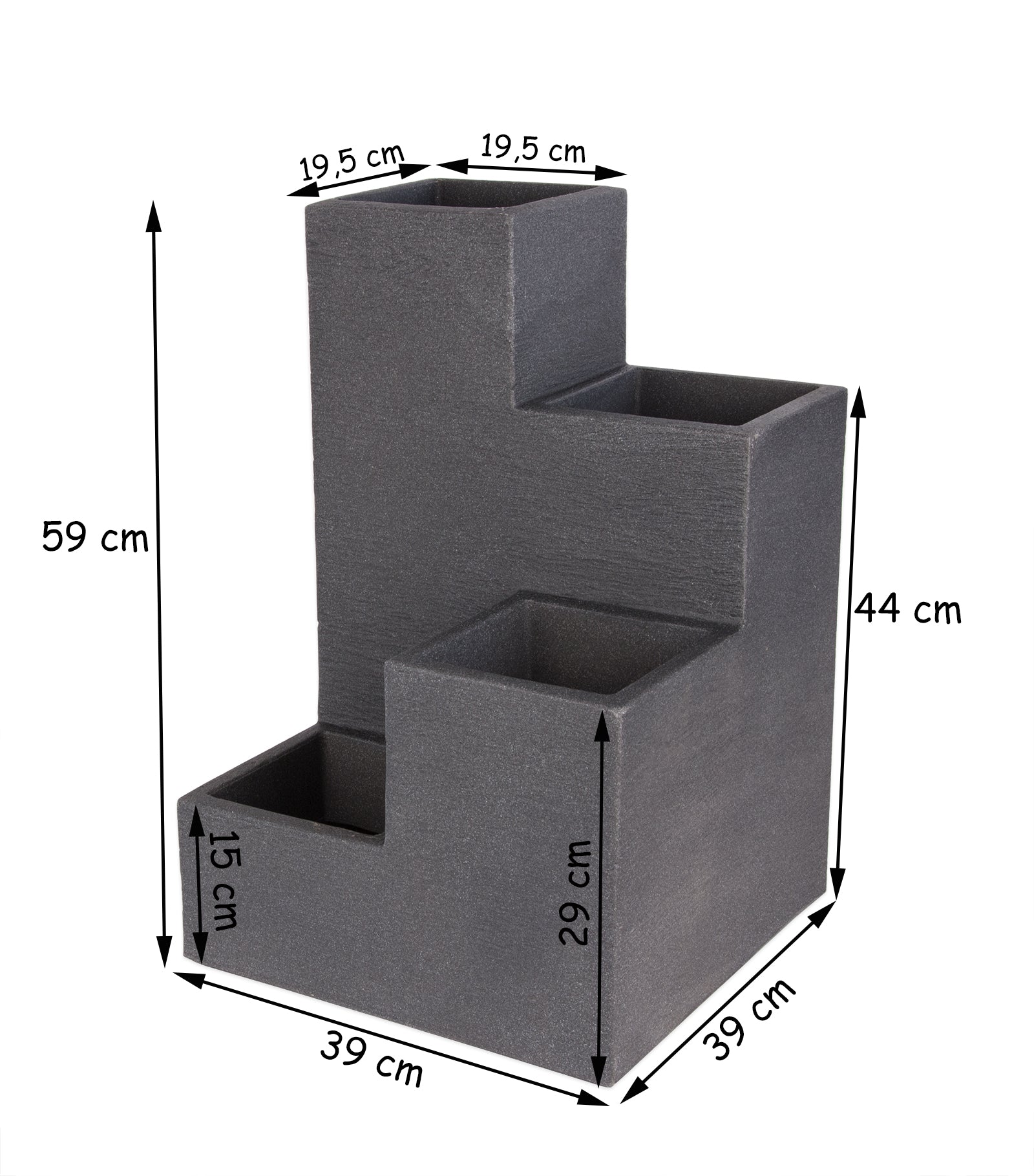 BigDean Blumentreppe Granit-Optik 60x40 anthrazit Hochbeet