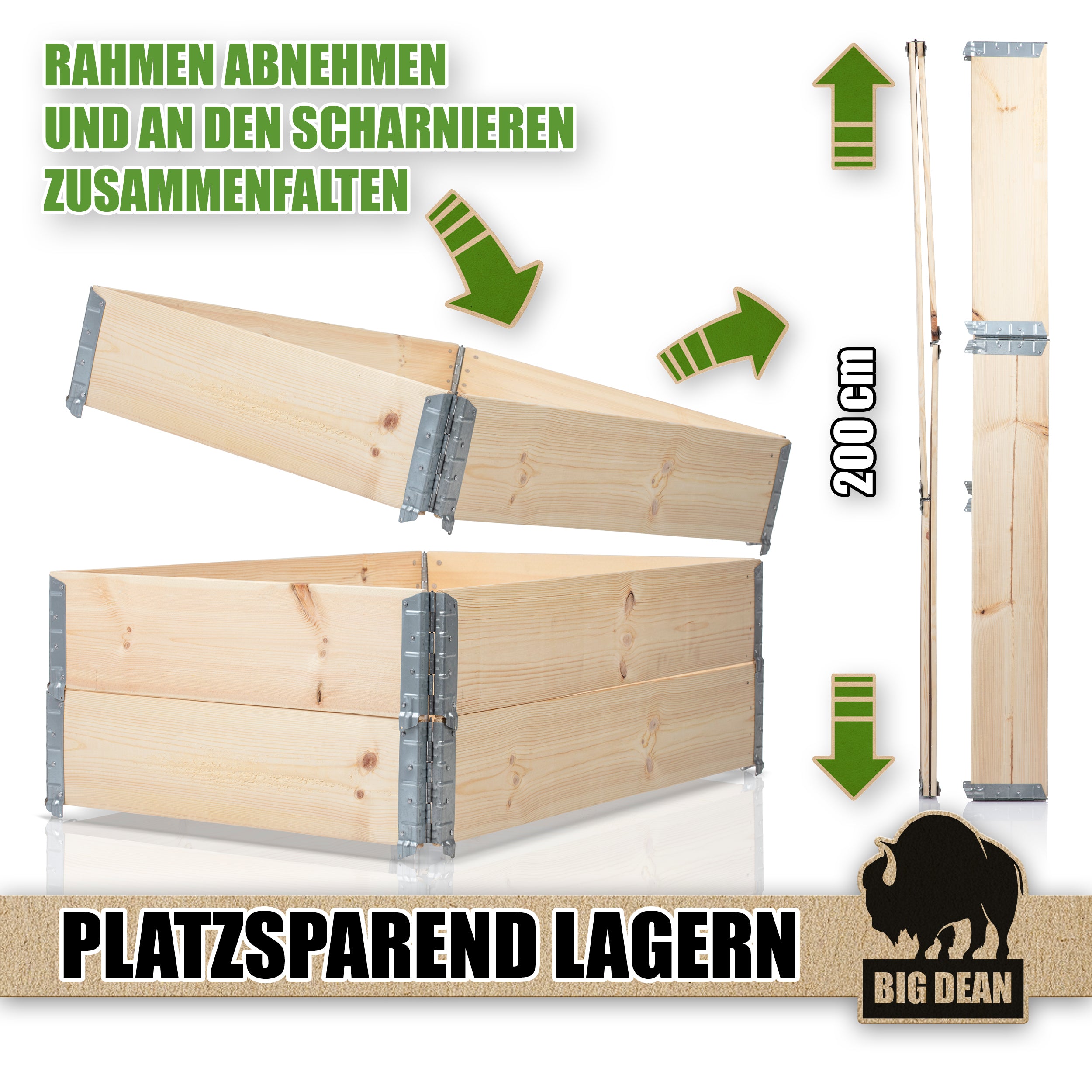 BigDean Hochbeet Holz 120x80 3er Set Palettenrahmen