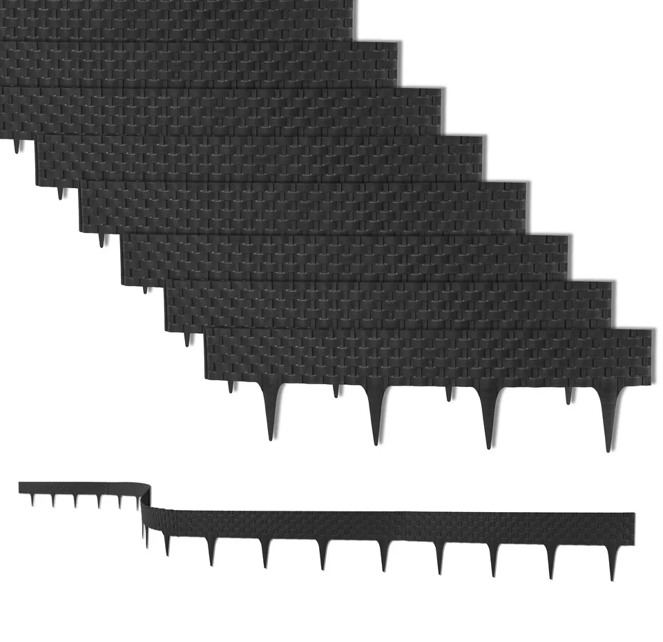 BigDean Rasenkante 9,6 m Rattan-Optik Anthrazit 12er Set