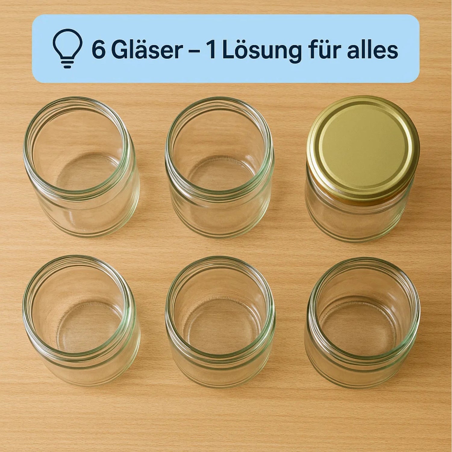 BigDean Overnight Oats Gläser 1 Liter Meal Prep 6er Set Glas