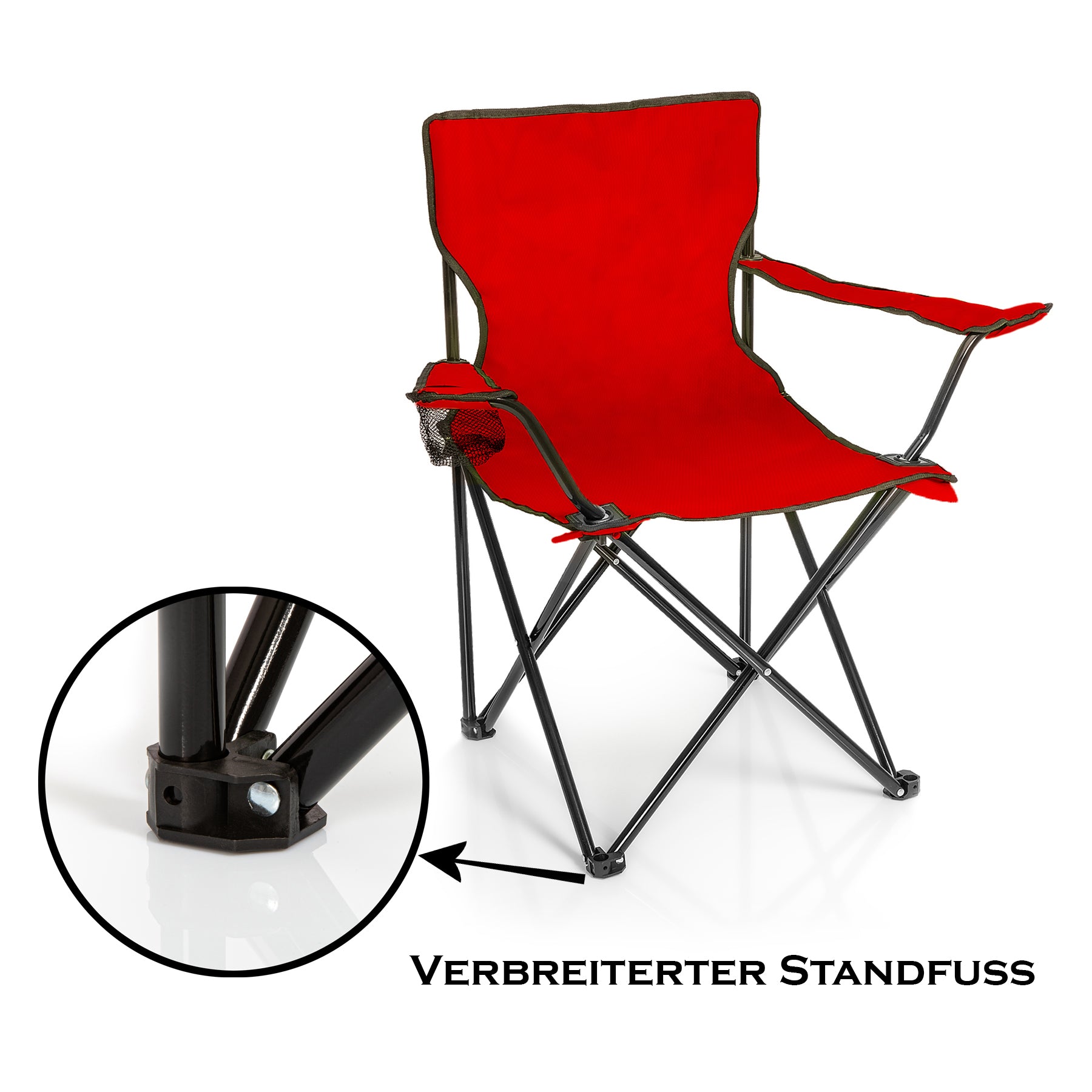 BigDean Faltstuhl Rot Campingstuhl Klappstuhl Getränkehalter