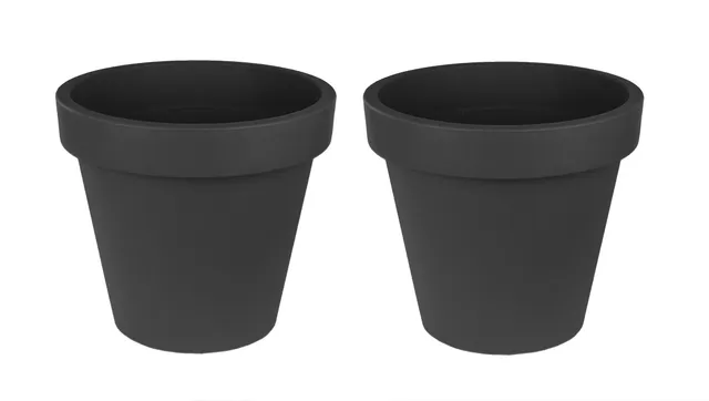 BigDean Blumentopf 2er-Set XL Ø50cm Anthrazit Kunststoff
