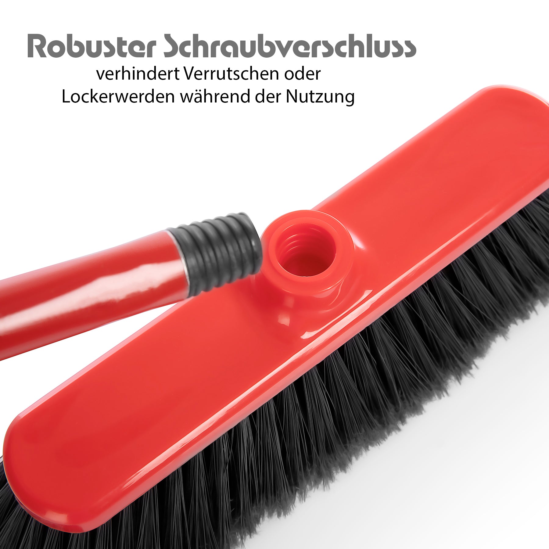BigDean Besen mit Stiel 30cm Zimmerbesen 2er Set weich Rot