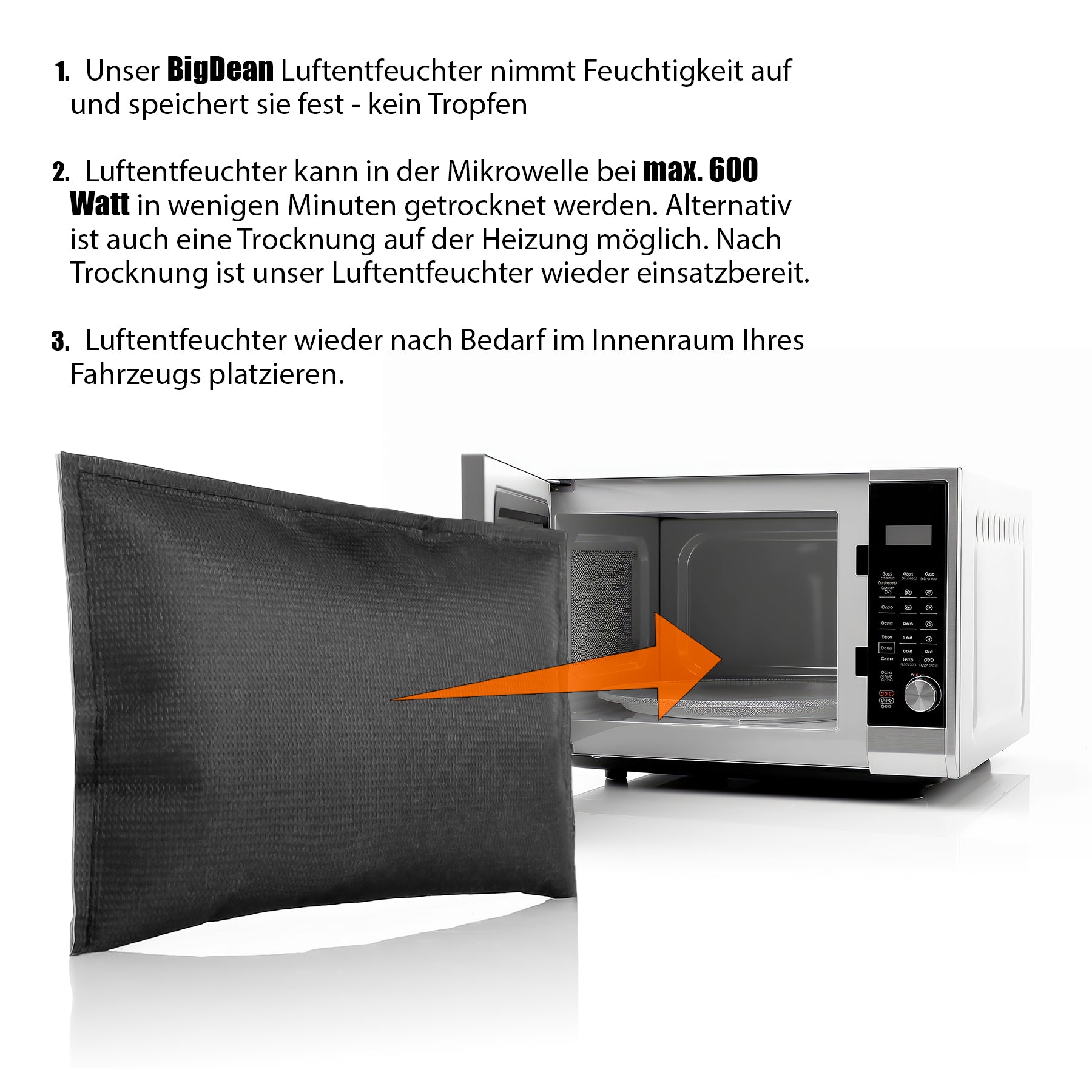BigDean Luftentfeuchter Auto Kissen 2x330g wiederverwendbar