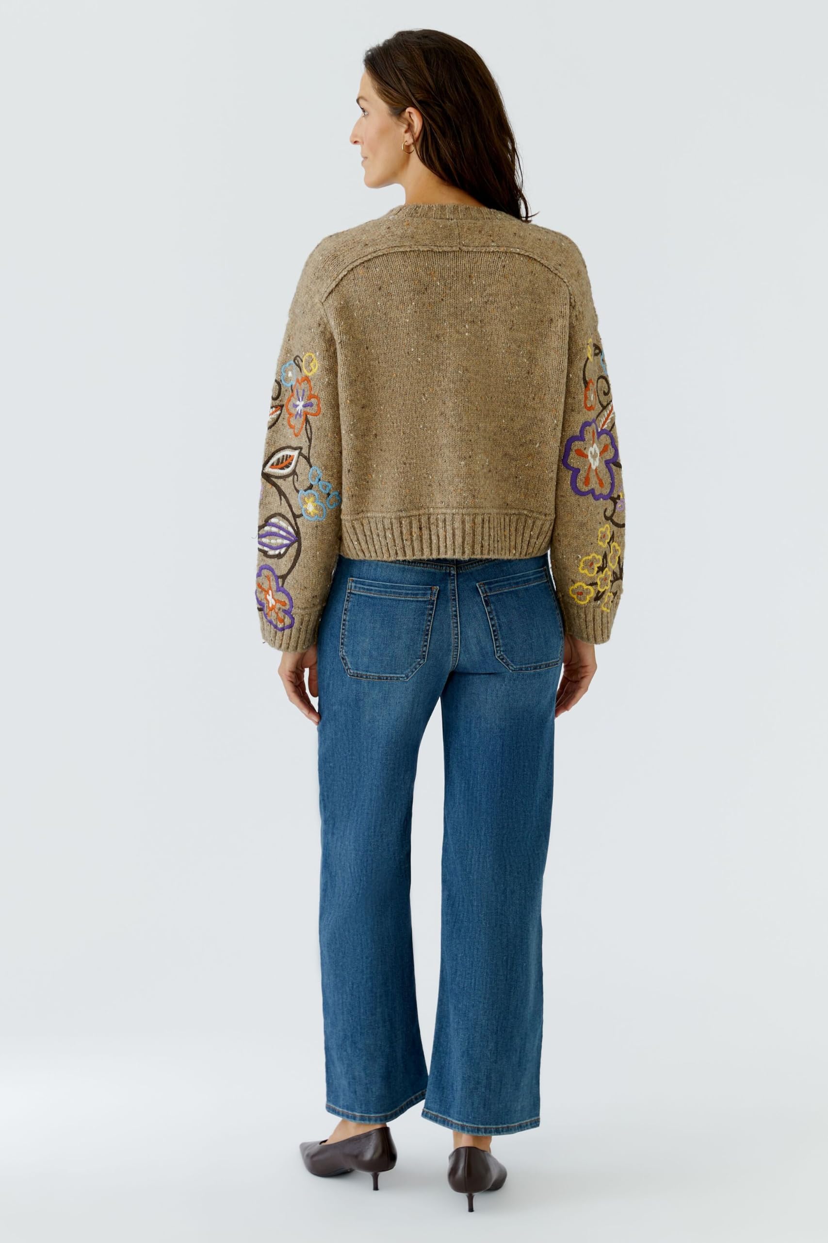 OUI Pullover Floral Boxy Blumenstick Gr.38