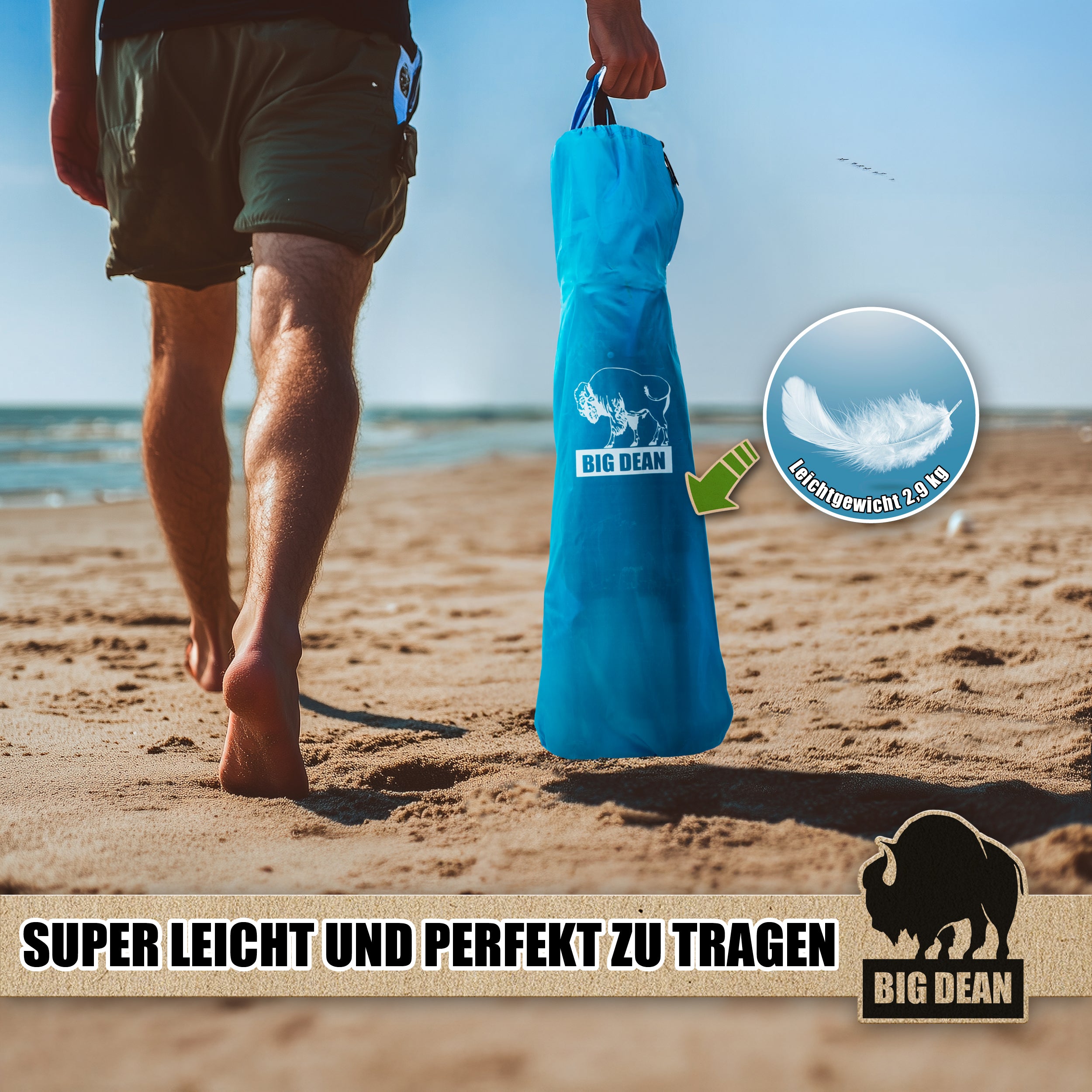 BigDean Strandstuhl klappbar Getränkehalter Tasche