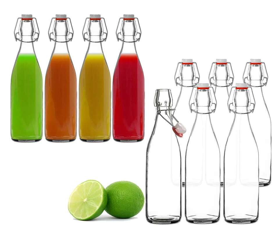 BigDean Küche Glasflasche 500ml 6er Bügelverschluss klar
