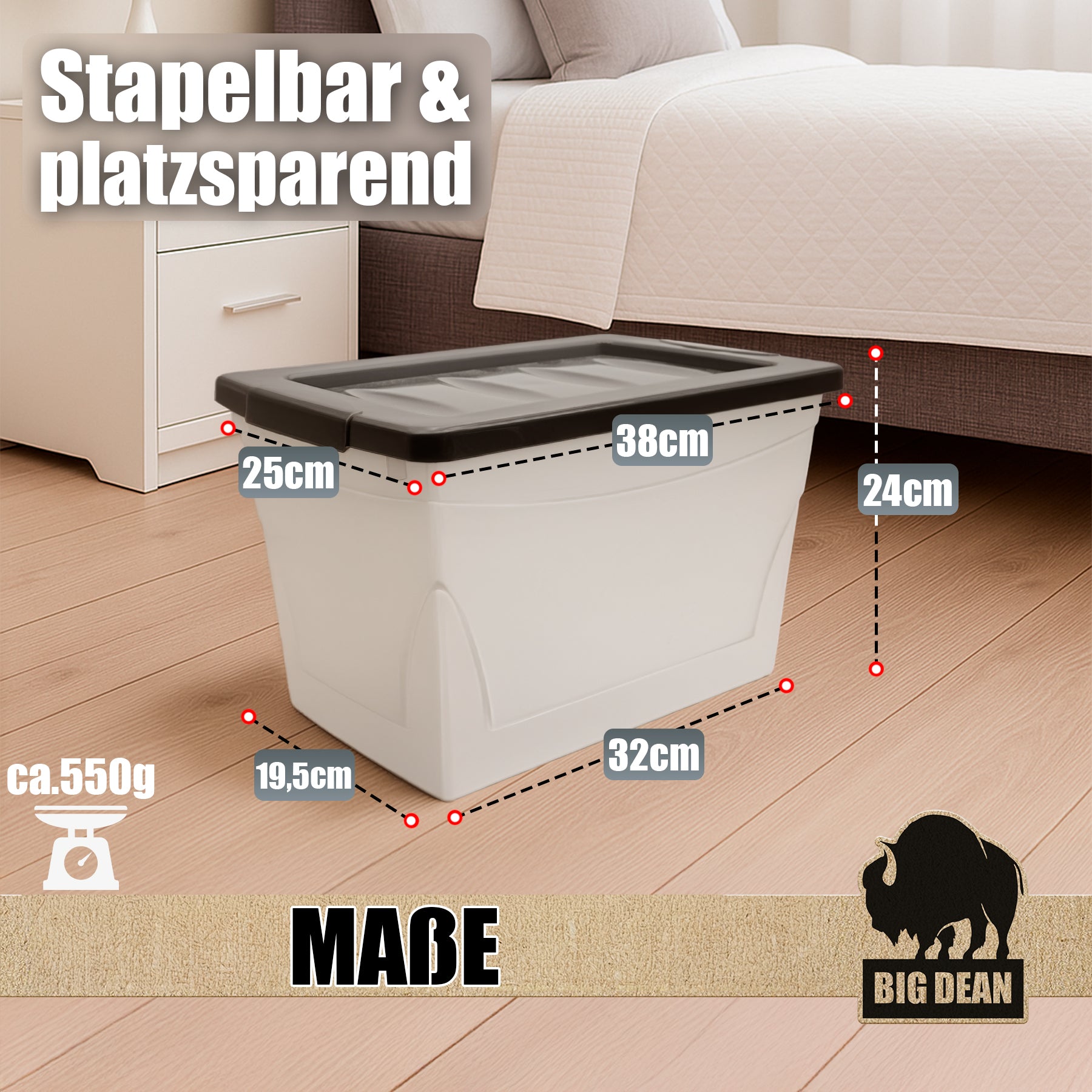 BigDean Budget Line Aufbewahrungsbox 16 L mit Deckel