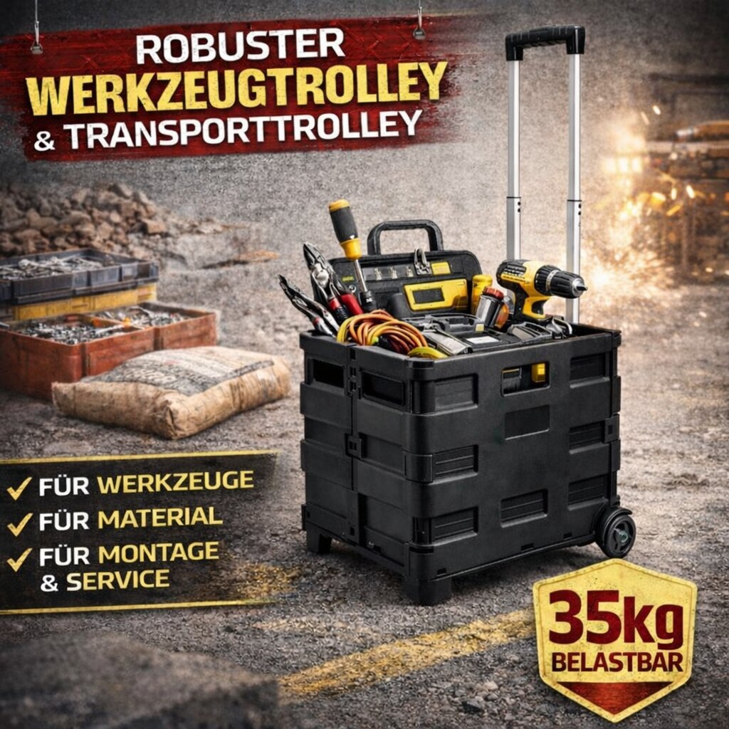 BigDean Werkzeugtrolley klappbar 35kg mit Rollen