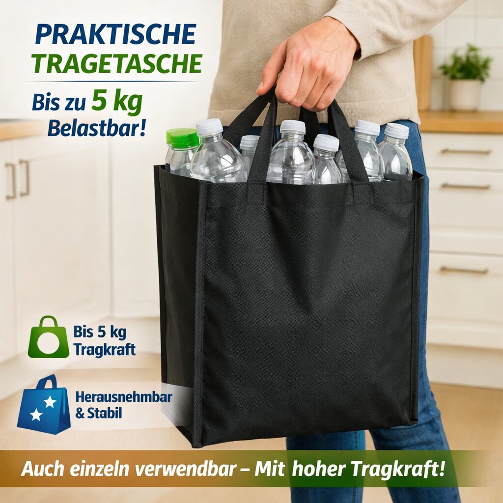 BigDean Pfandflaschen Sammelbehälter 100L schwarz 30-40 Flaschen