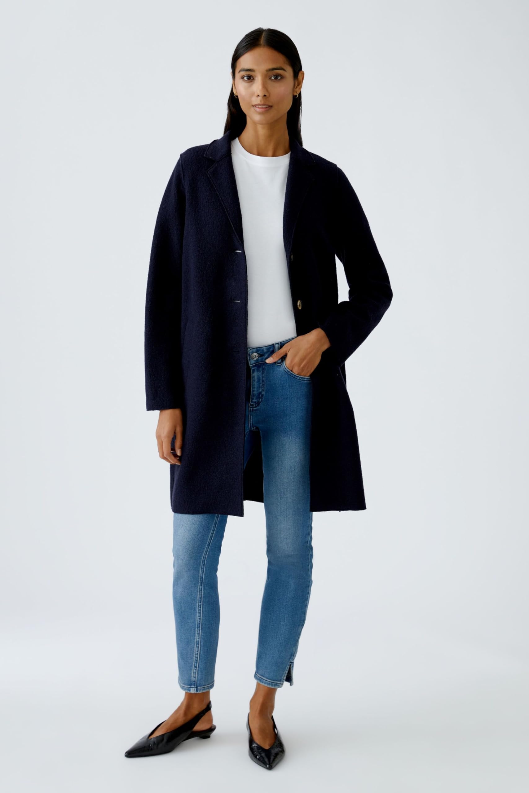 Oui MAYSON Damen Mantel reine Schurwolle Uni gerade