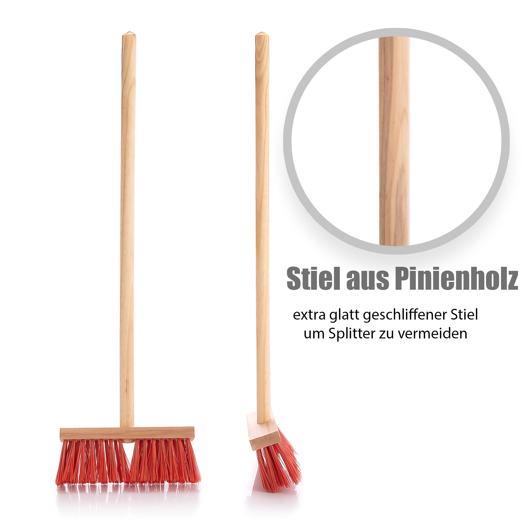 BigDean Bad & Reinigung Kinder Straßenbesen Holzstiel rote Borsten