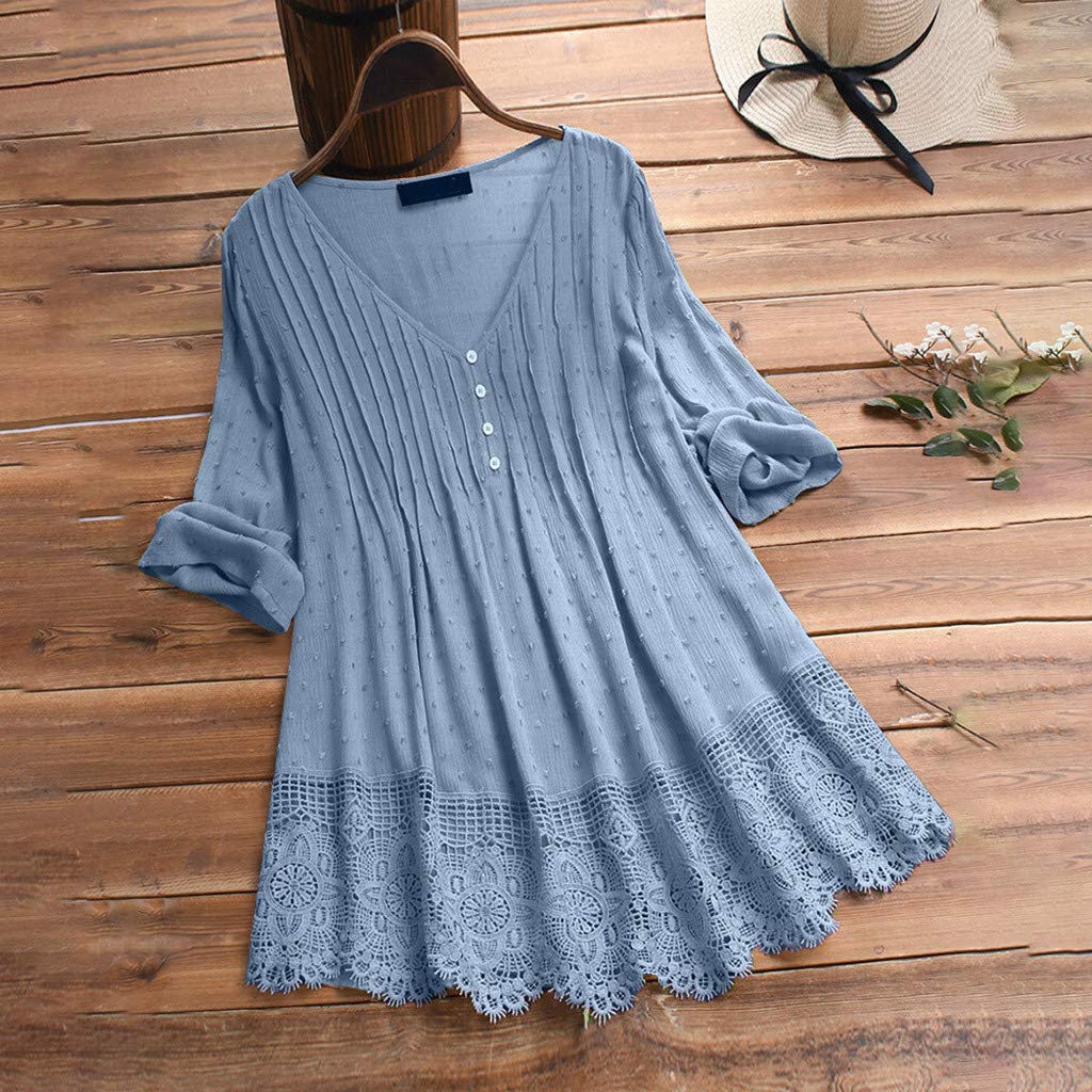 Luadnysin Tops Tunika 3/4 Arm Spitze Rot 3XL