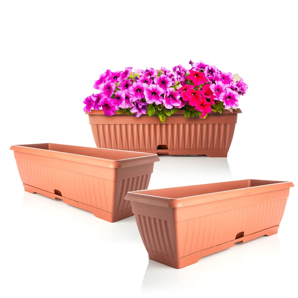 BigDean Blumenkasten Terracotta 50cm 3er Wasserspeicher