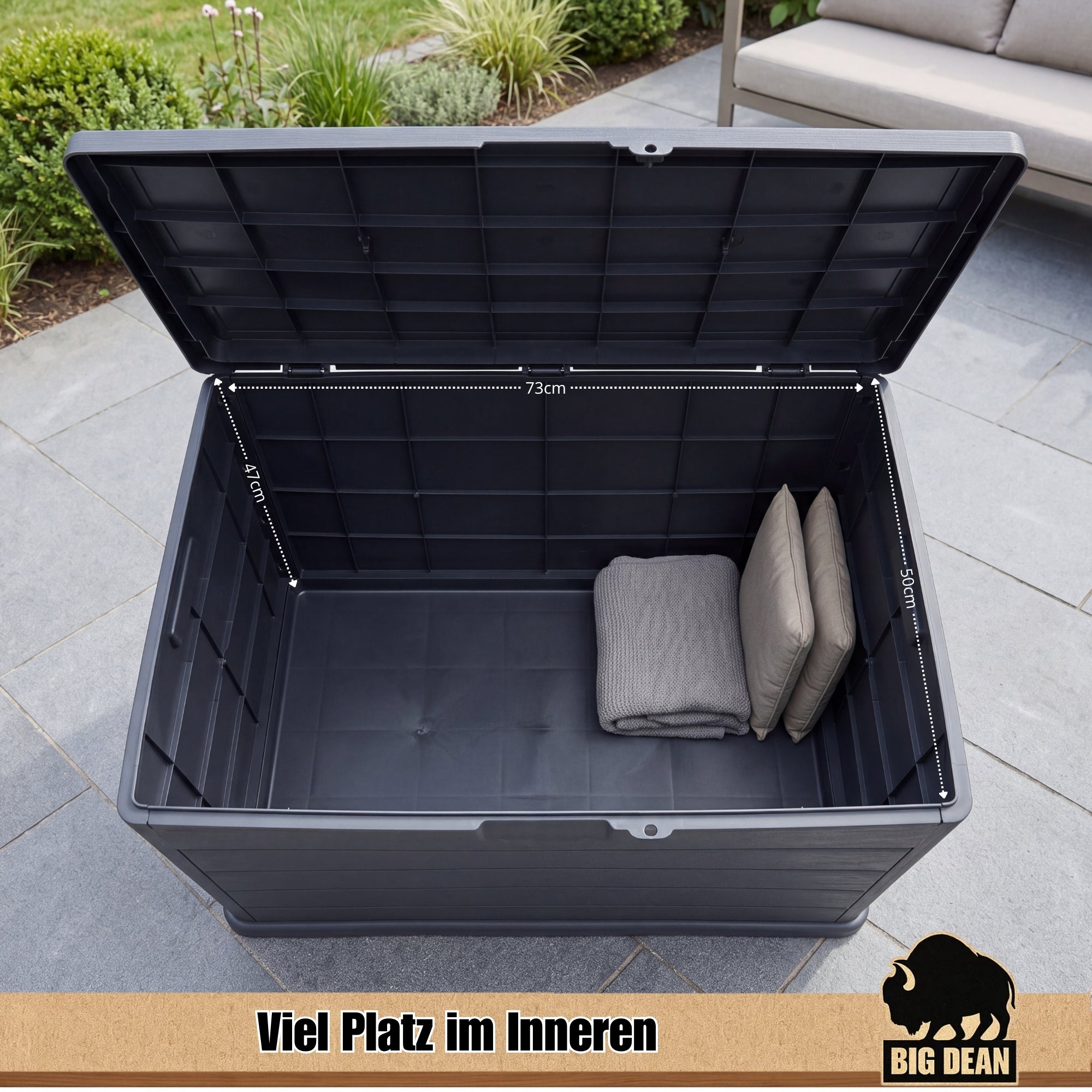 BigDean Aufbewahrung Gartenbox 78x55x52 cm 170L abschließbar