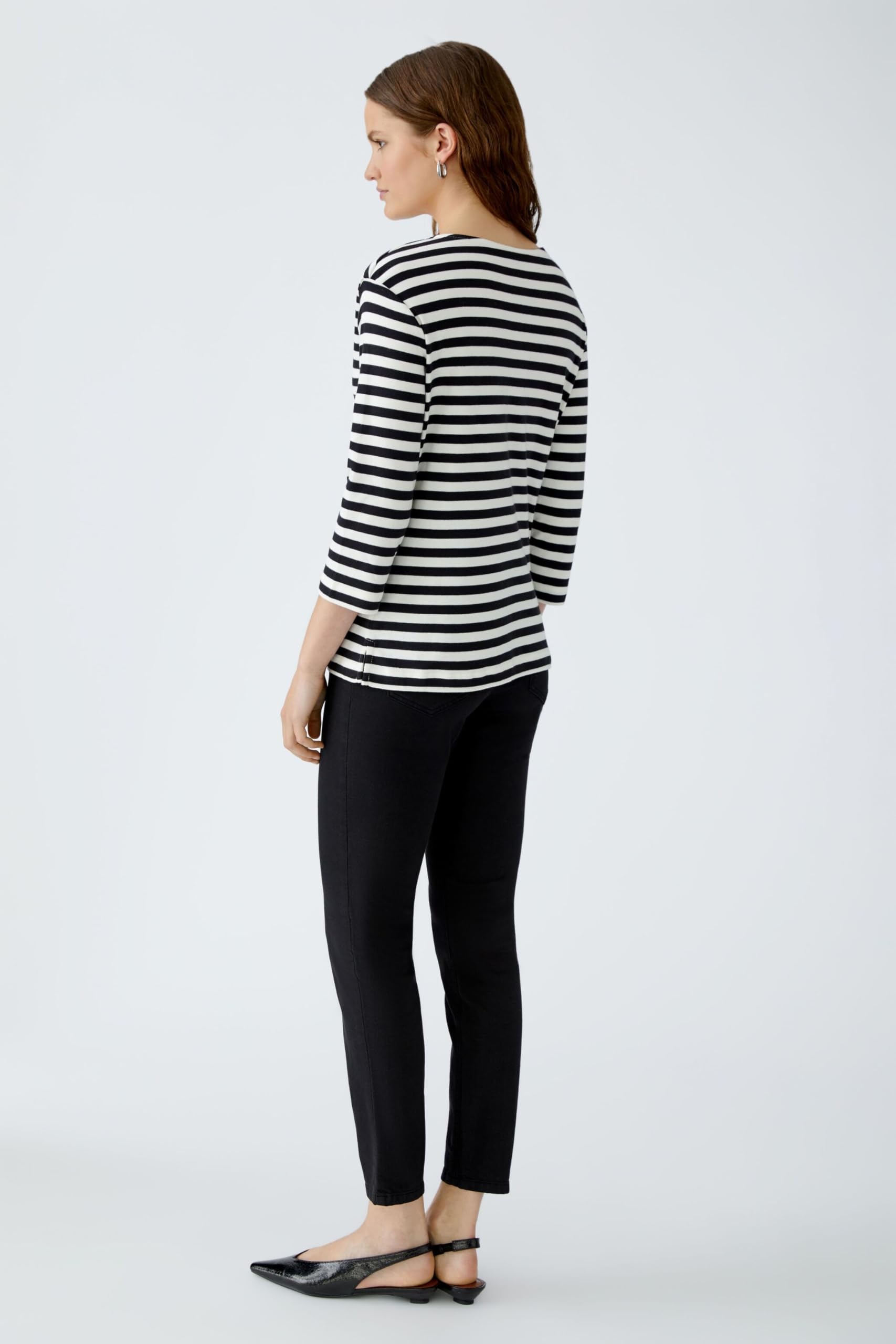 Oui SOLEILA Damen T-Shirt Gr.42 gestreift Baumwolle Black
