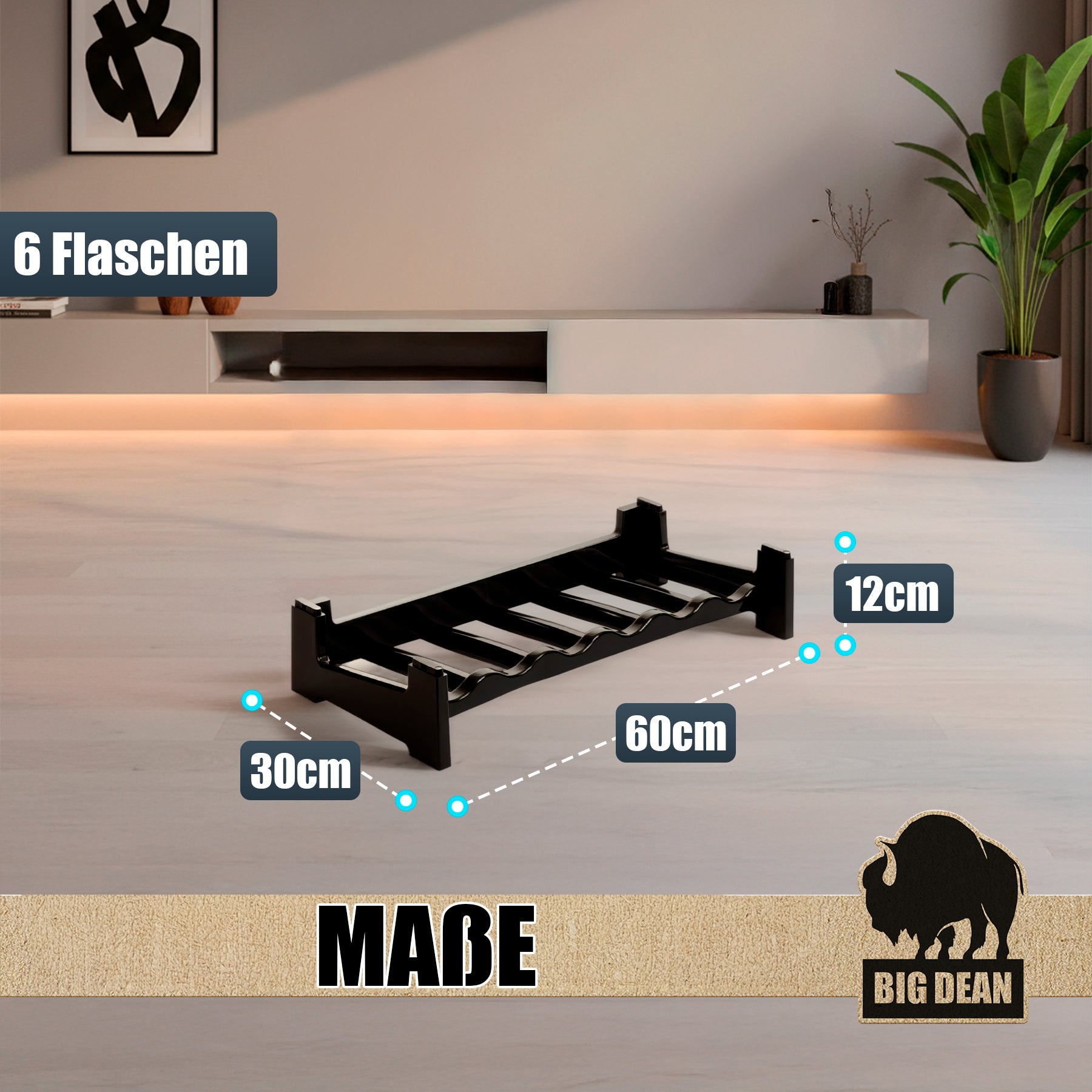 BigDean Flaschenregal stapelbar Weinregal 6 Flaschen Schwarz