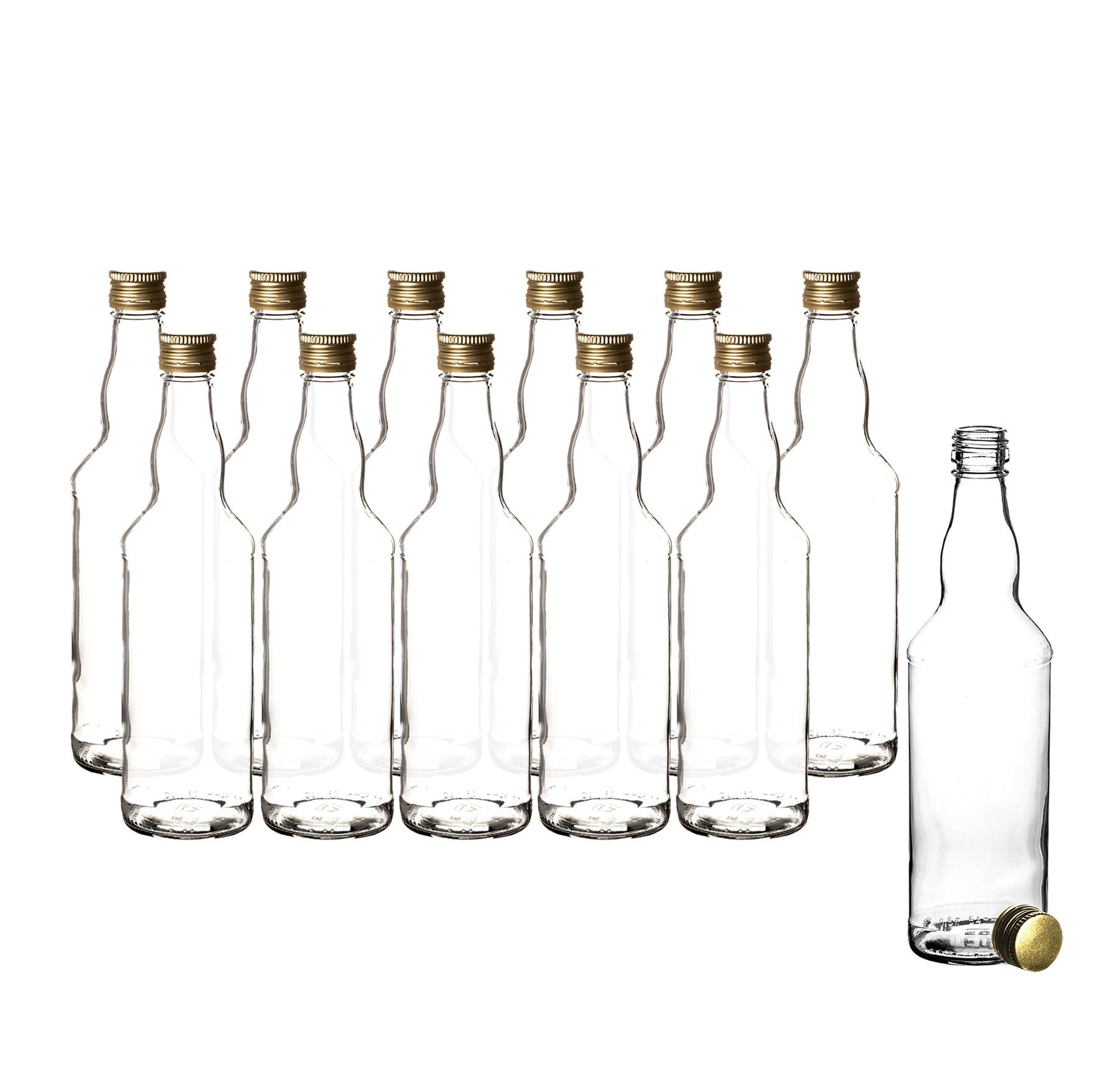 BigDean Küche & Vorrat 12x Glasflasche 500ml Gold Schraubverschluss