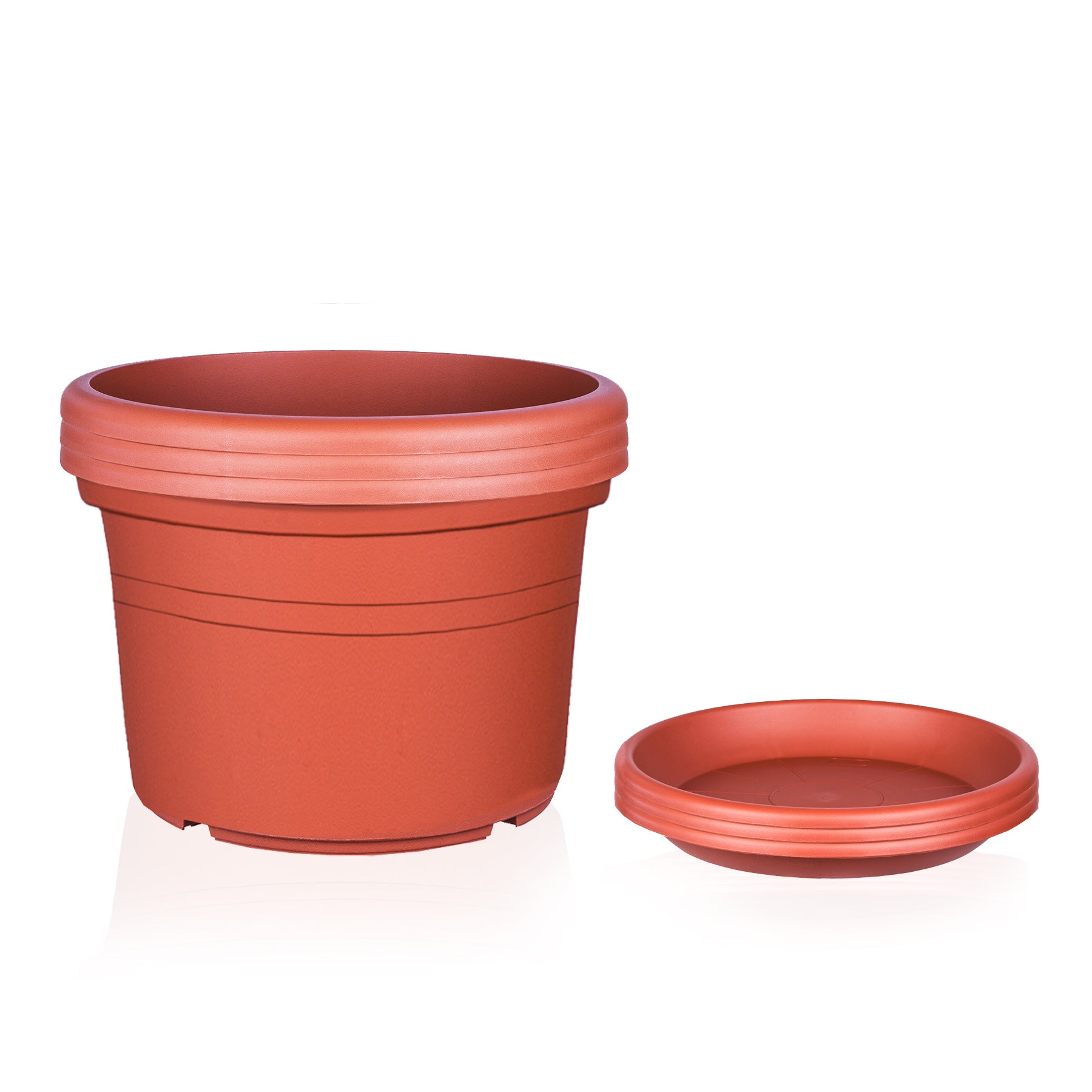BigDean Blumentopf Ø40cm Terrakotta 3er Set mit Untersetzer