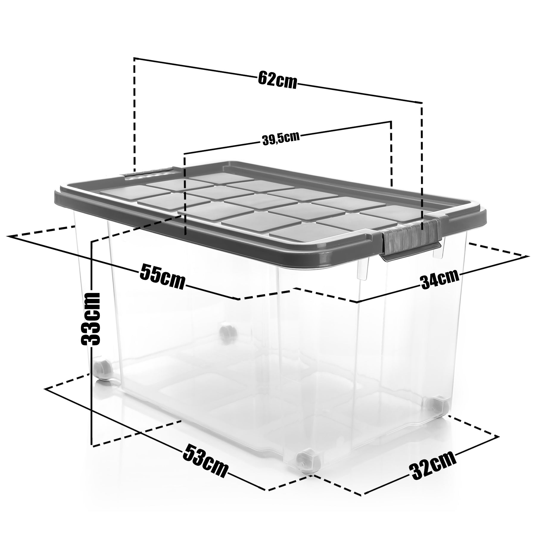 BigDean Aufbewahrungsbox 60L 2er Set stapelbar stahlgrau