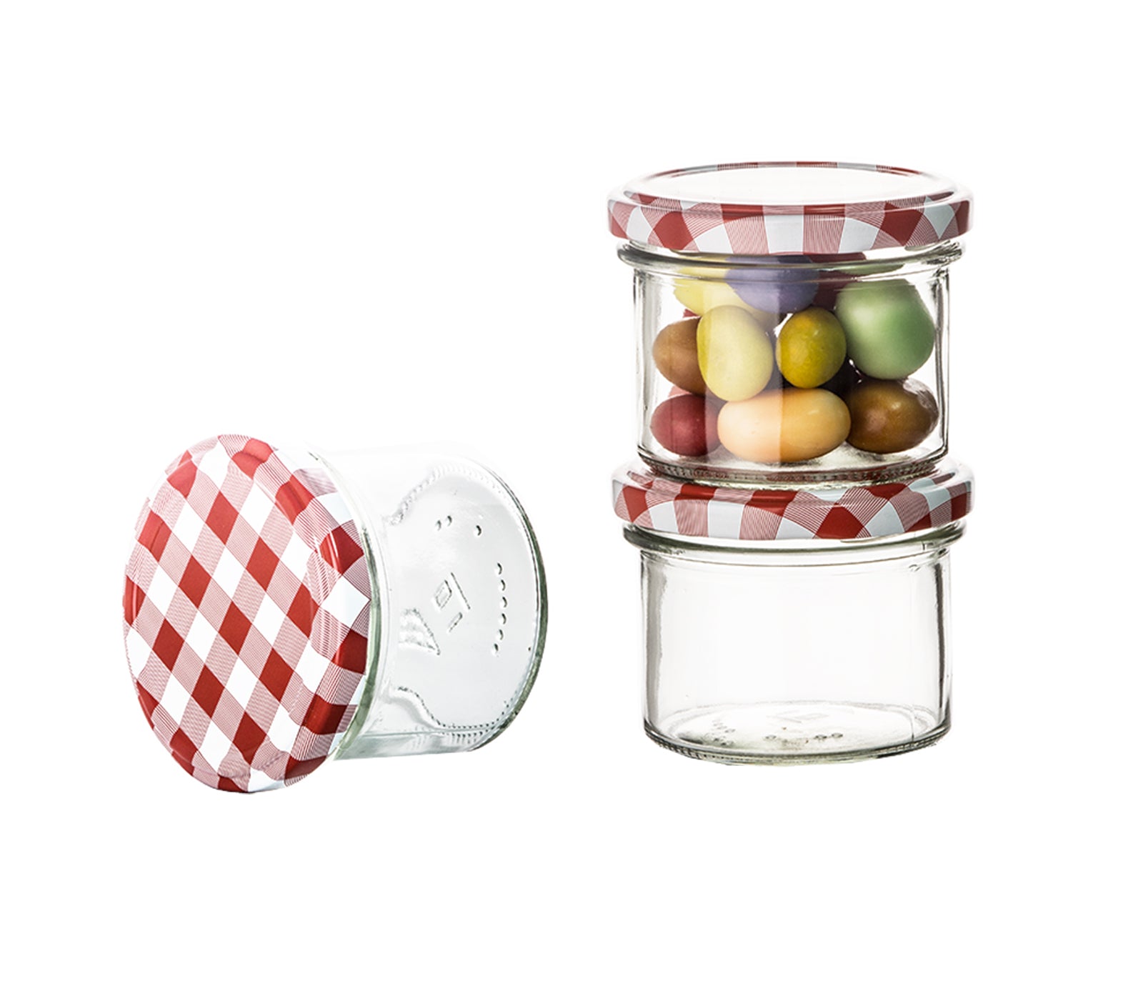 BigDean Marmeladenglas 125ml 24er Set Sturzglas kariert