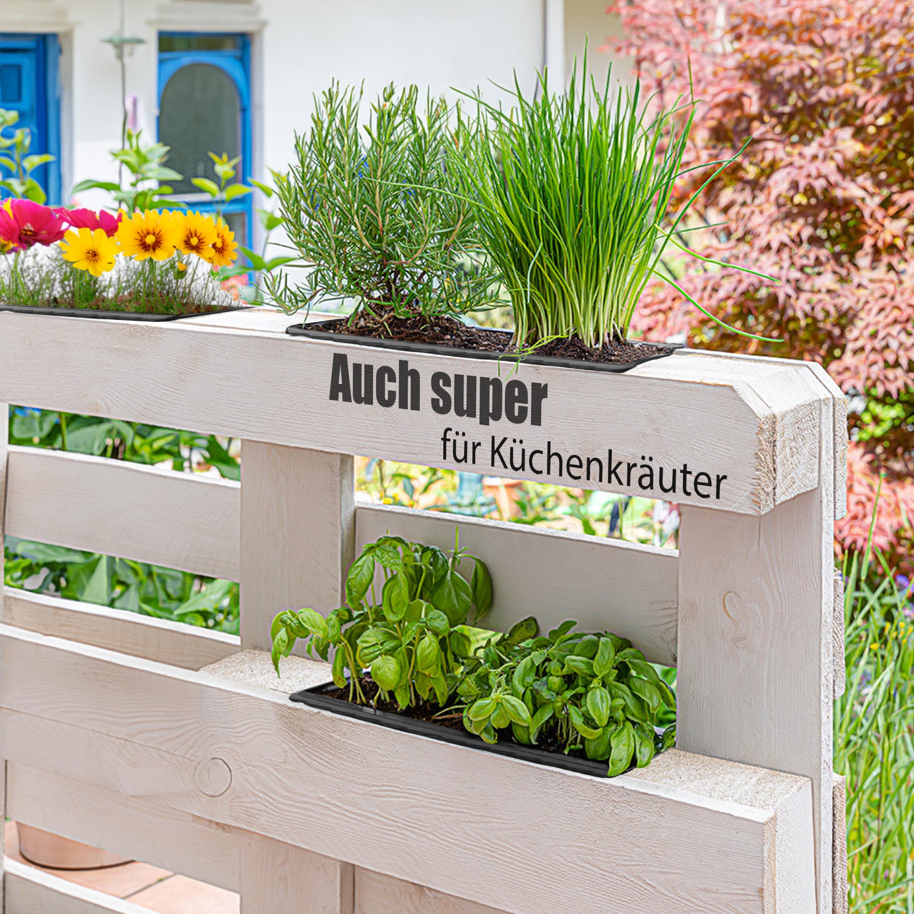 BigDean Paletten Blumenkasten anthrazit 8 Stück UV-stabil