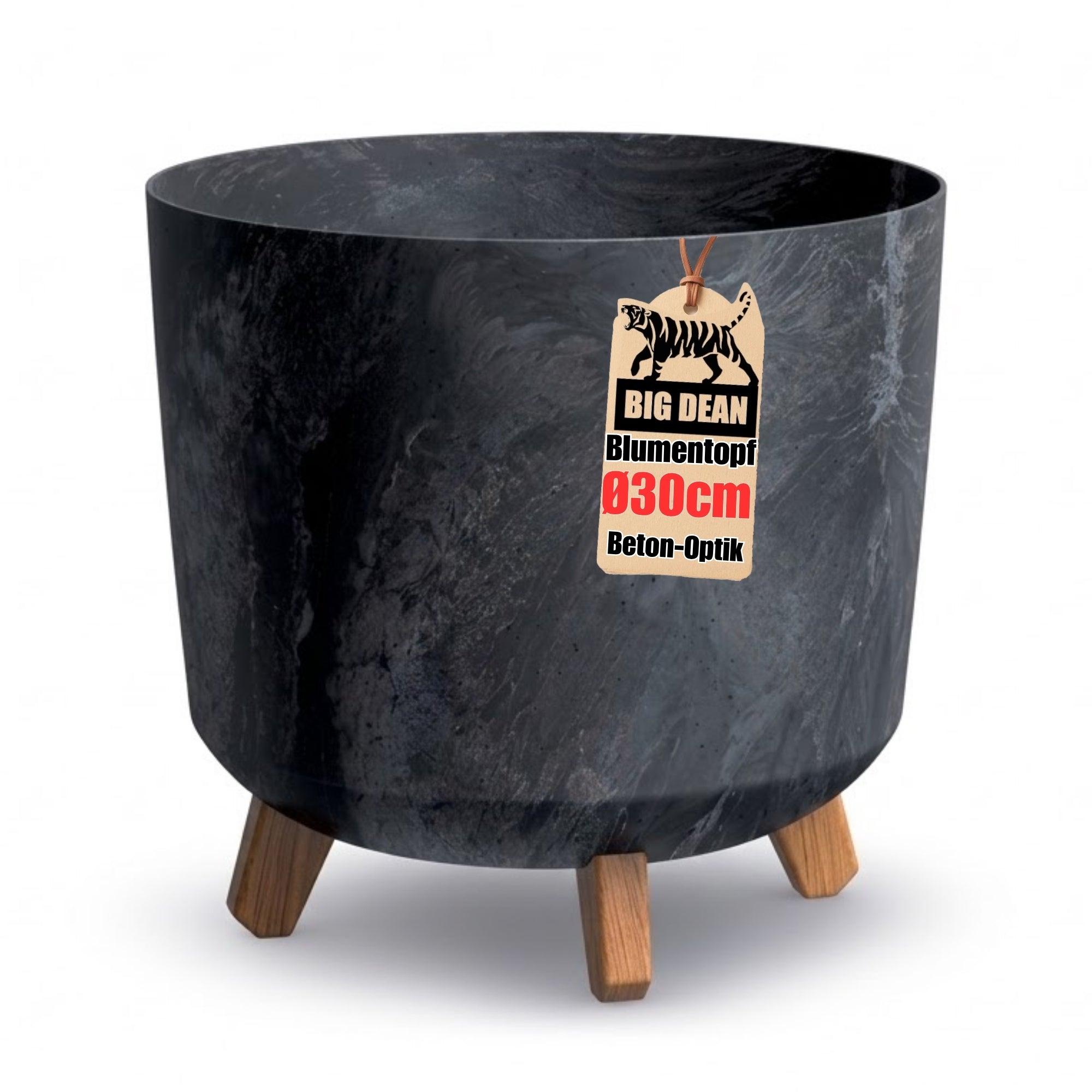 BigDean Pflanzkübel 28,5cm Anthrazit Beton-Optik Blumentopf mit Füßen