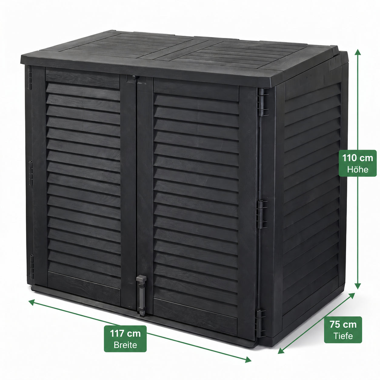 BigDean Haushalt & Alltag Mülltonnenbox 2er Schwarz 950 L