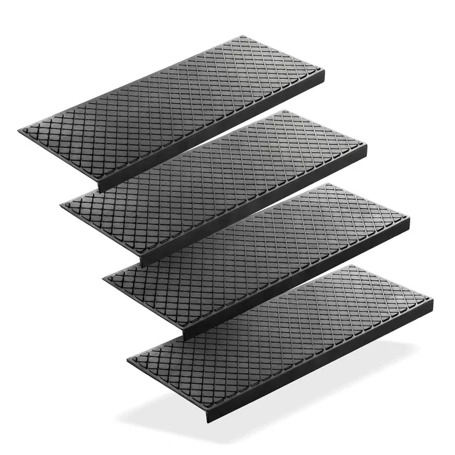 BigDean Stufenmatten Gummi 75x25 cm Anti-Rutsch 4 Stück Karo
