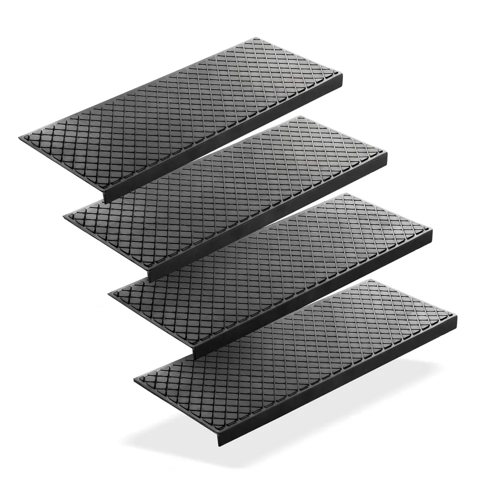 BigDean Stufenmatten Gummi 75x25 cm Anti-Rutsch 4 Stück Karo