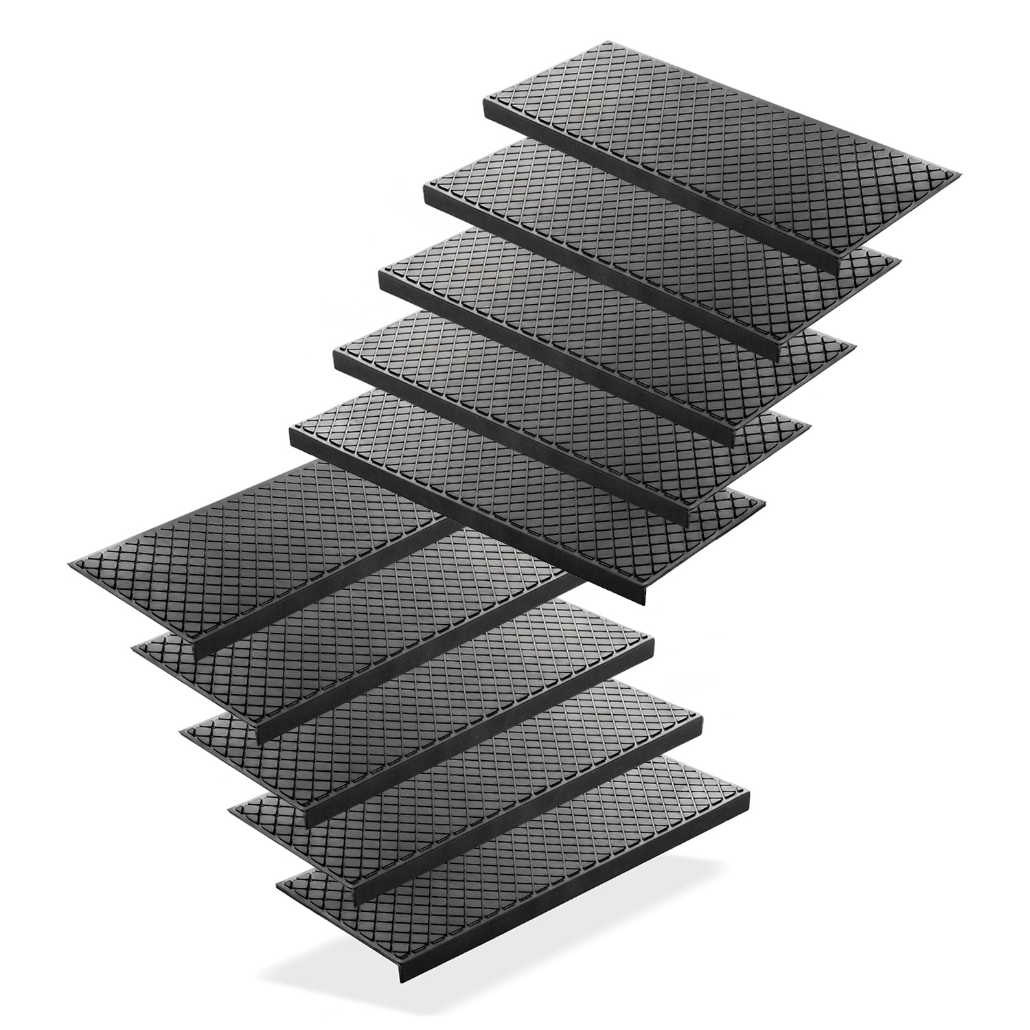 BigDean Haushalt & Alltag Stufenmatten Gummi 75x25cm Karo 10 Stück