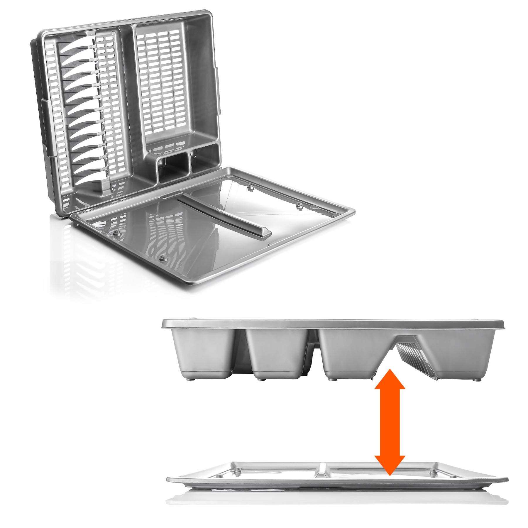 BigDean Abtropfgestell Geschirr Grau 48x39 cm Schale