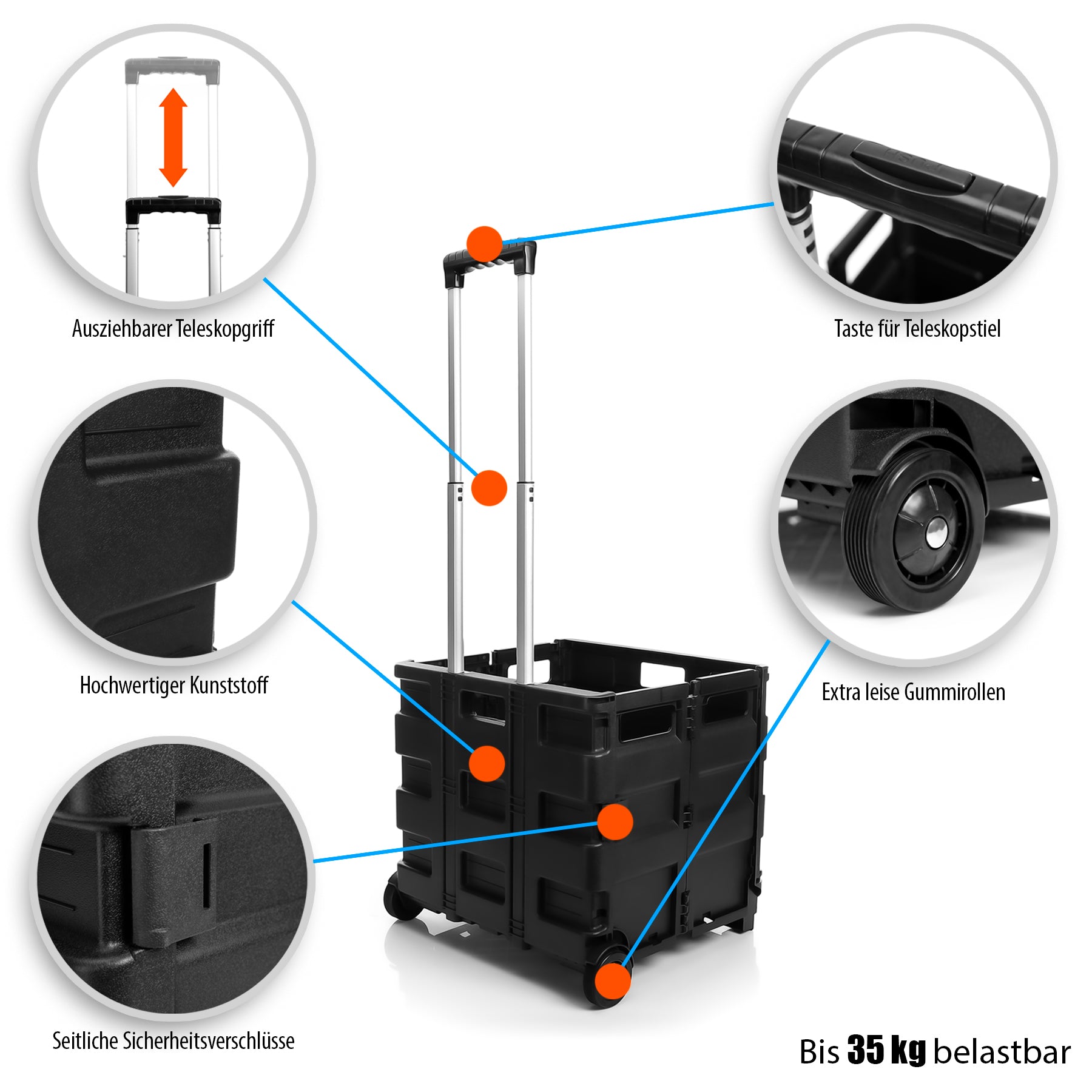 BigDean Haushalt & Alltag Einkaufstrolley klappbar 35 kg
