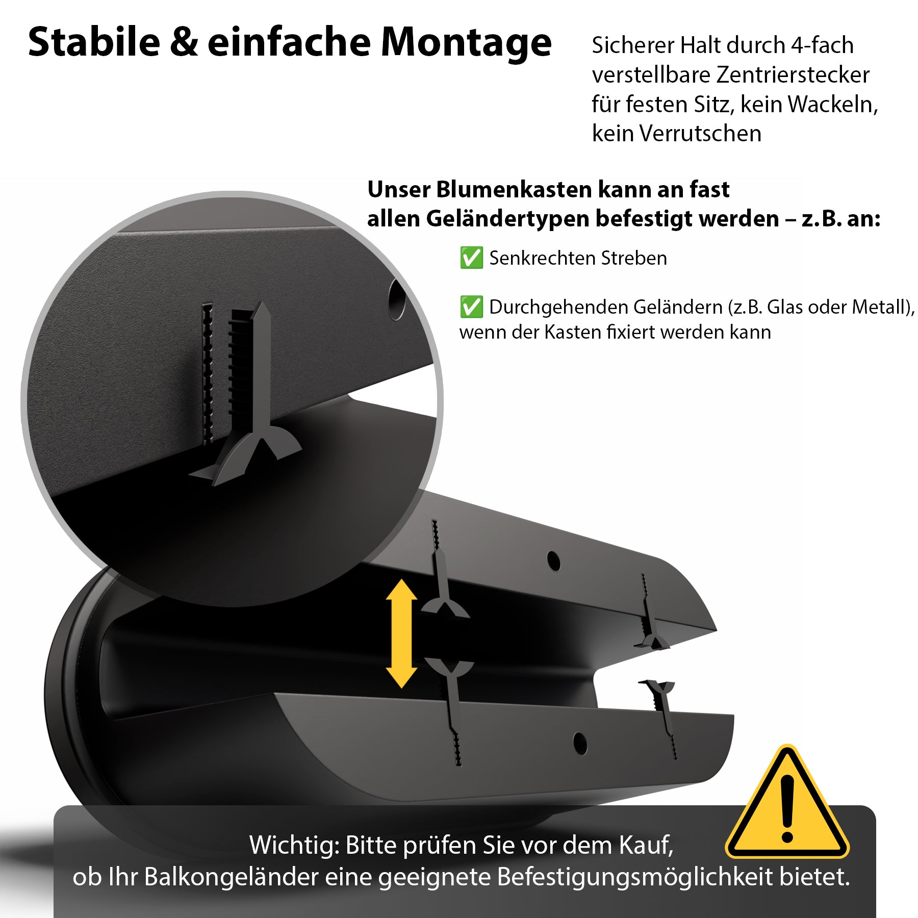 BigDean Garten Blumenkasten 60 cm Balkon Geländer 2 Stück