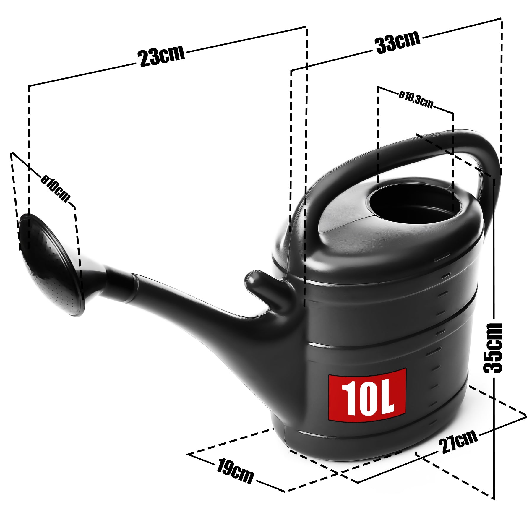 BigDean Gießkanne 10 Liter anthrazit 3er Set Kunststoff