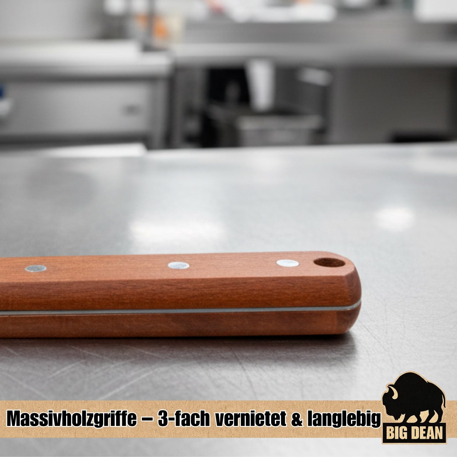 BigDean Grillspachtel Edelstahl 2er Set Grillwender Holzgriff