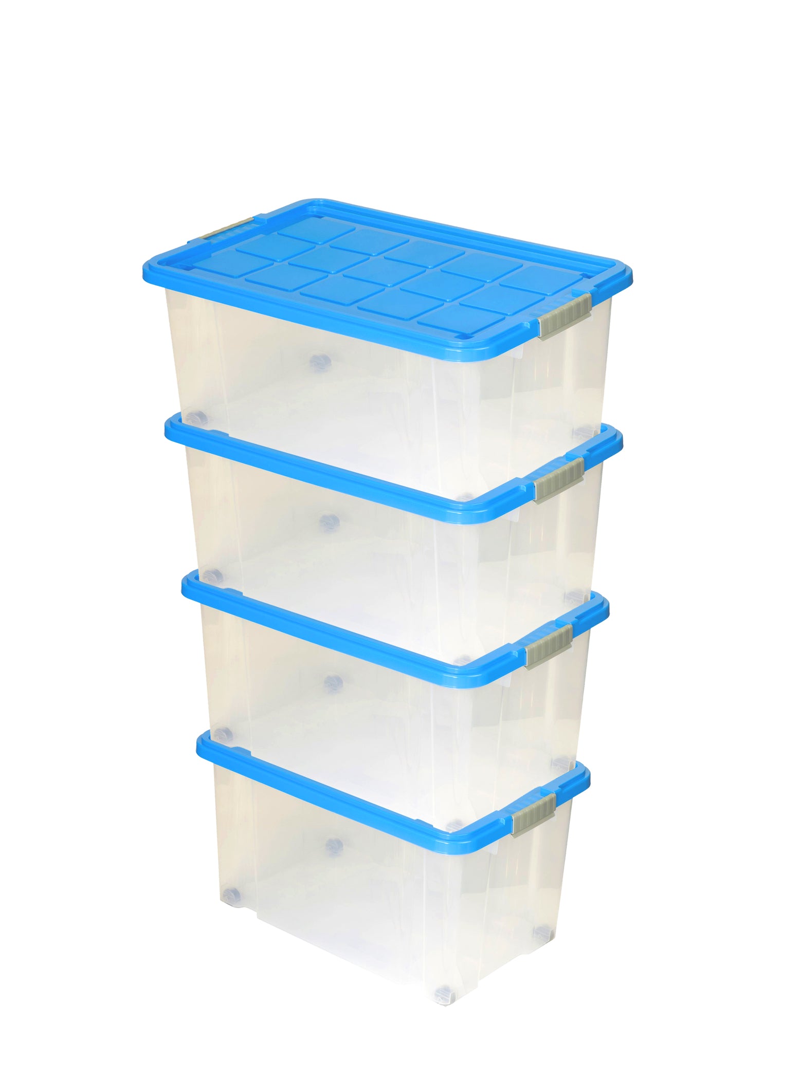 BigDean Eurobox 60x40x32,5 cm Azurblau Box Deckel Rollen 4er Set
