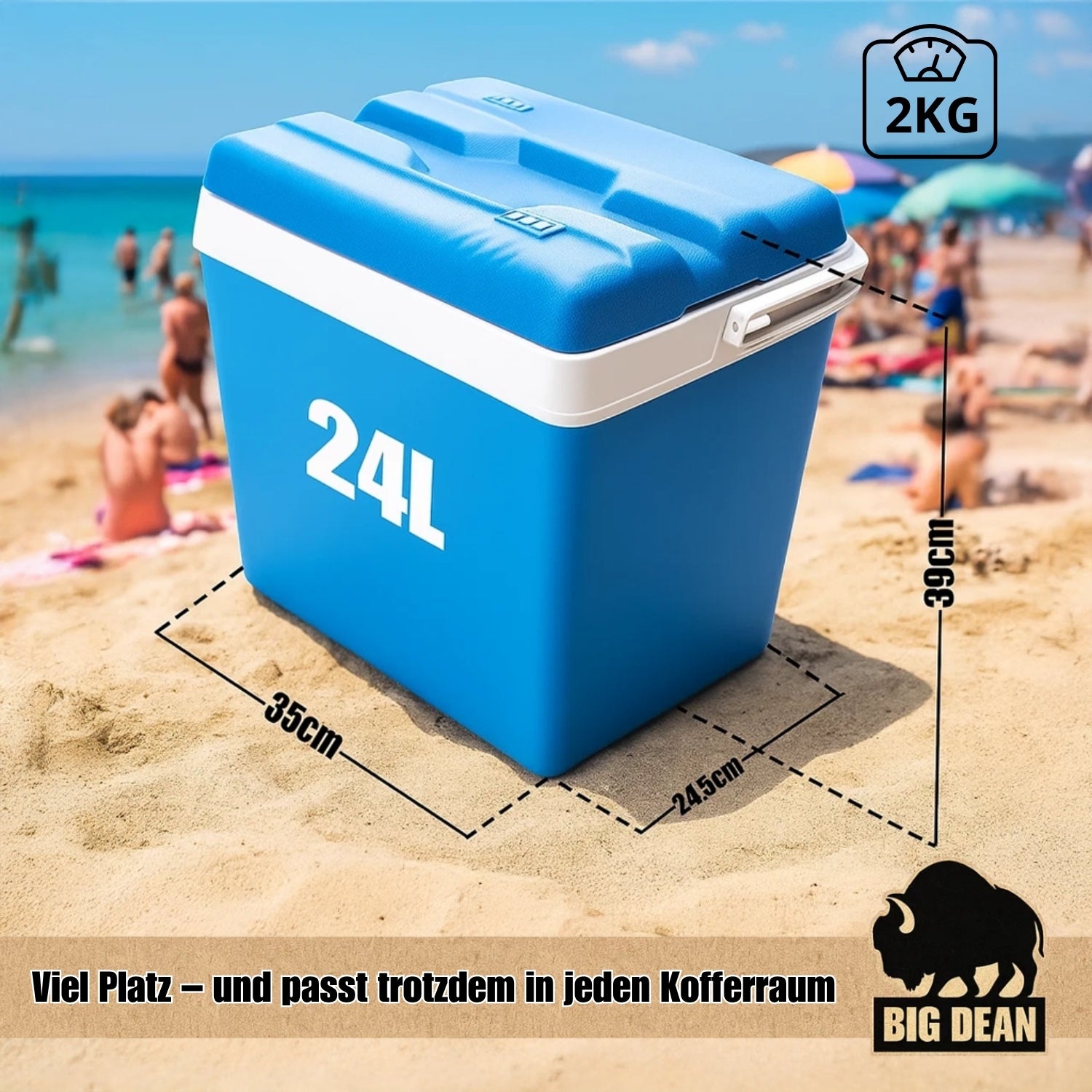 BigDean Kühlbox 24 Liter inkl. 12 Kühlakkus bis 11h